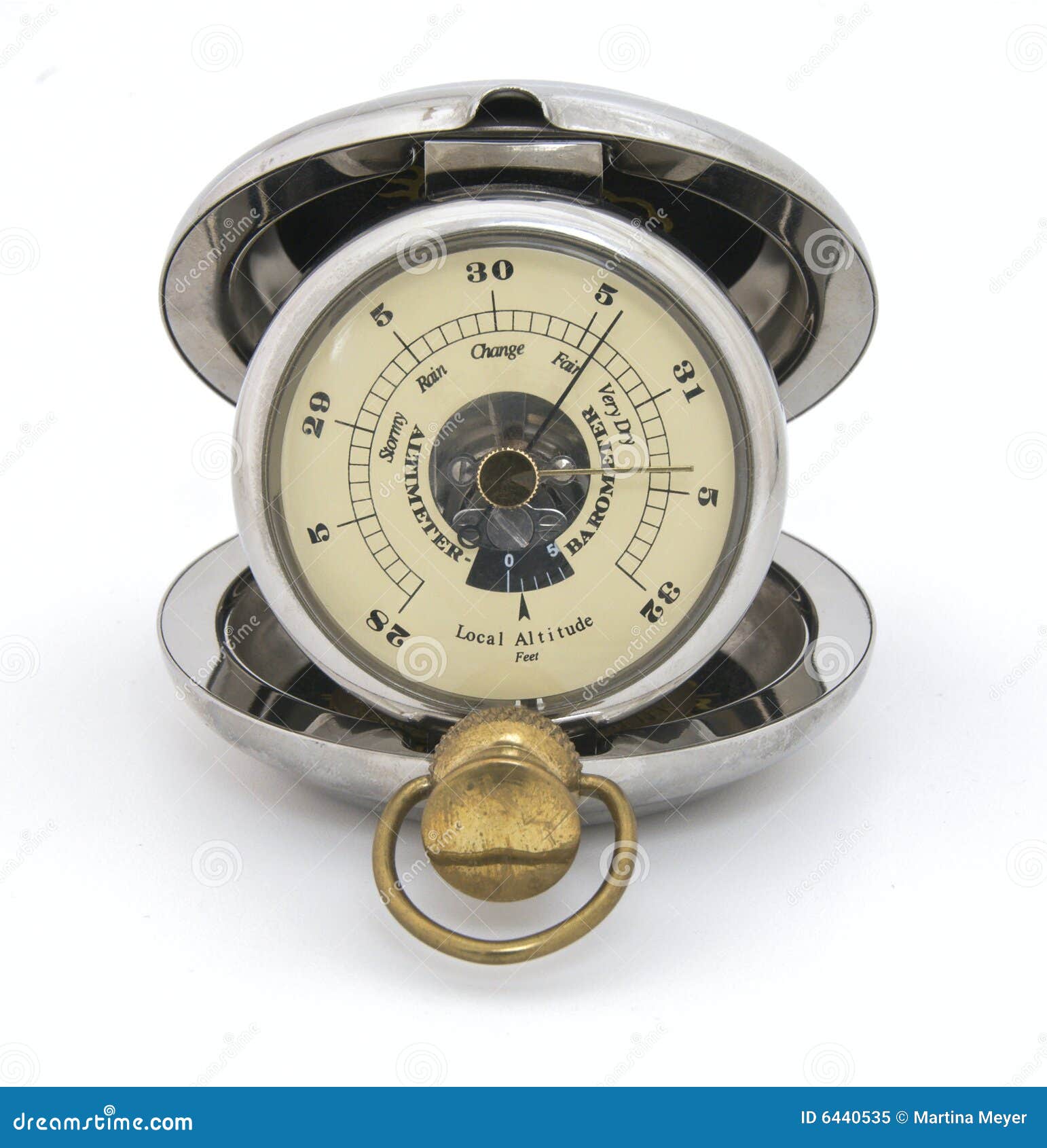 Old Pocket Barometer, Fair Weather Stock Image Image of gauge