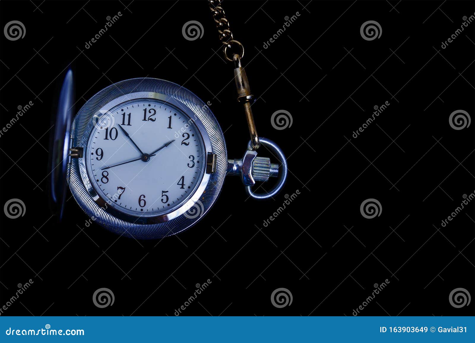 Old Pocket Watch On Black Background. Pocket Watch On A Black