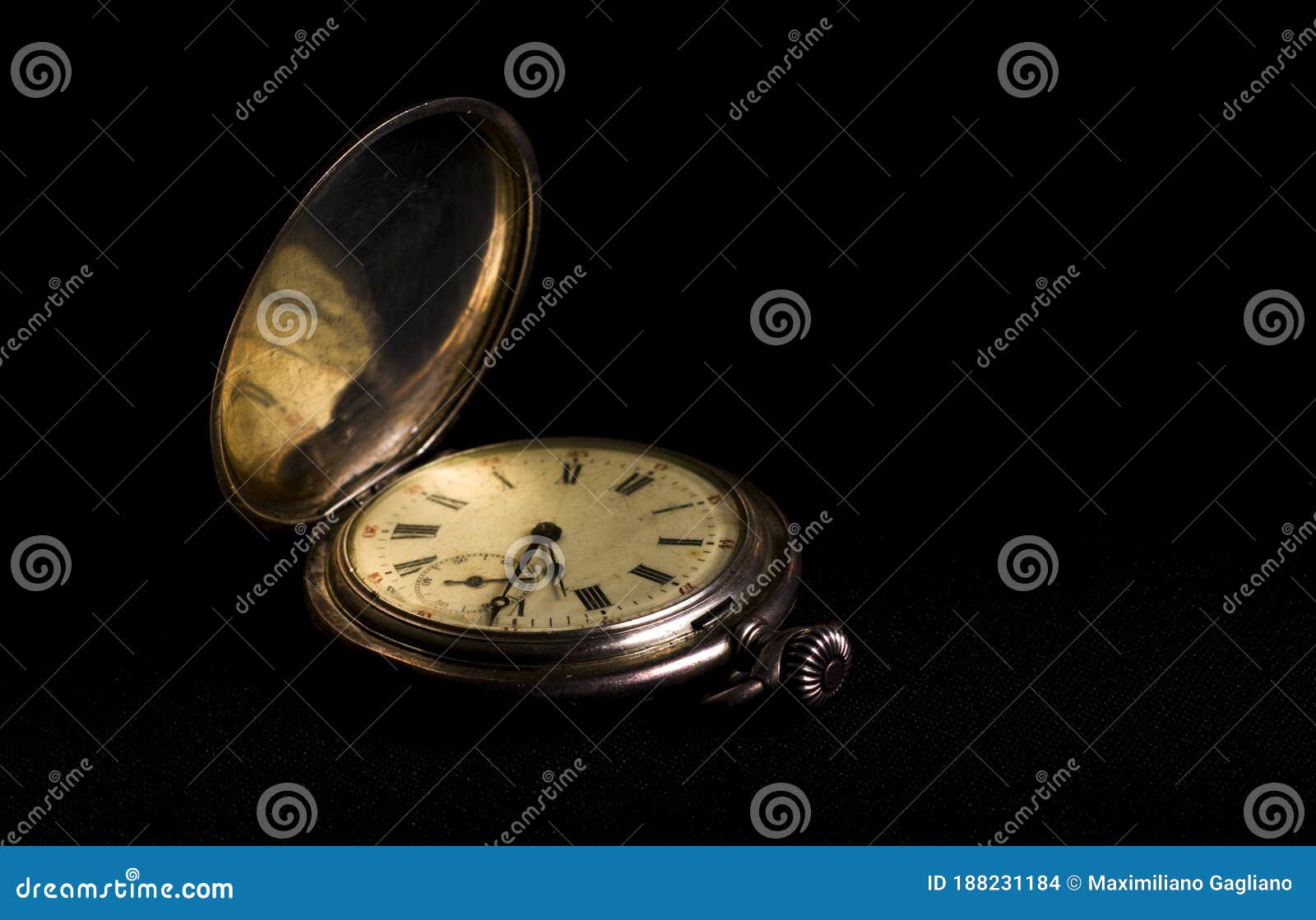 Old Pocket Watch with a Black Background Stock Photo Image of