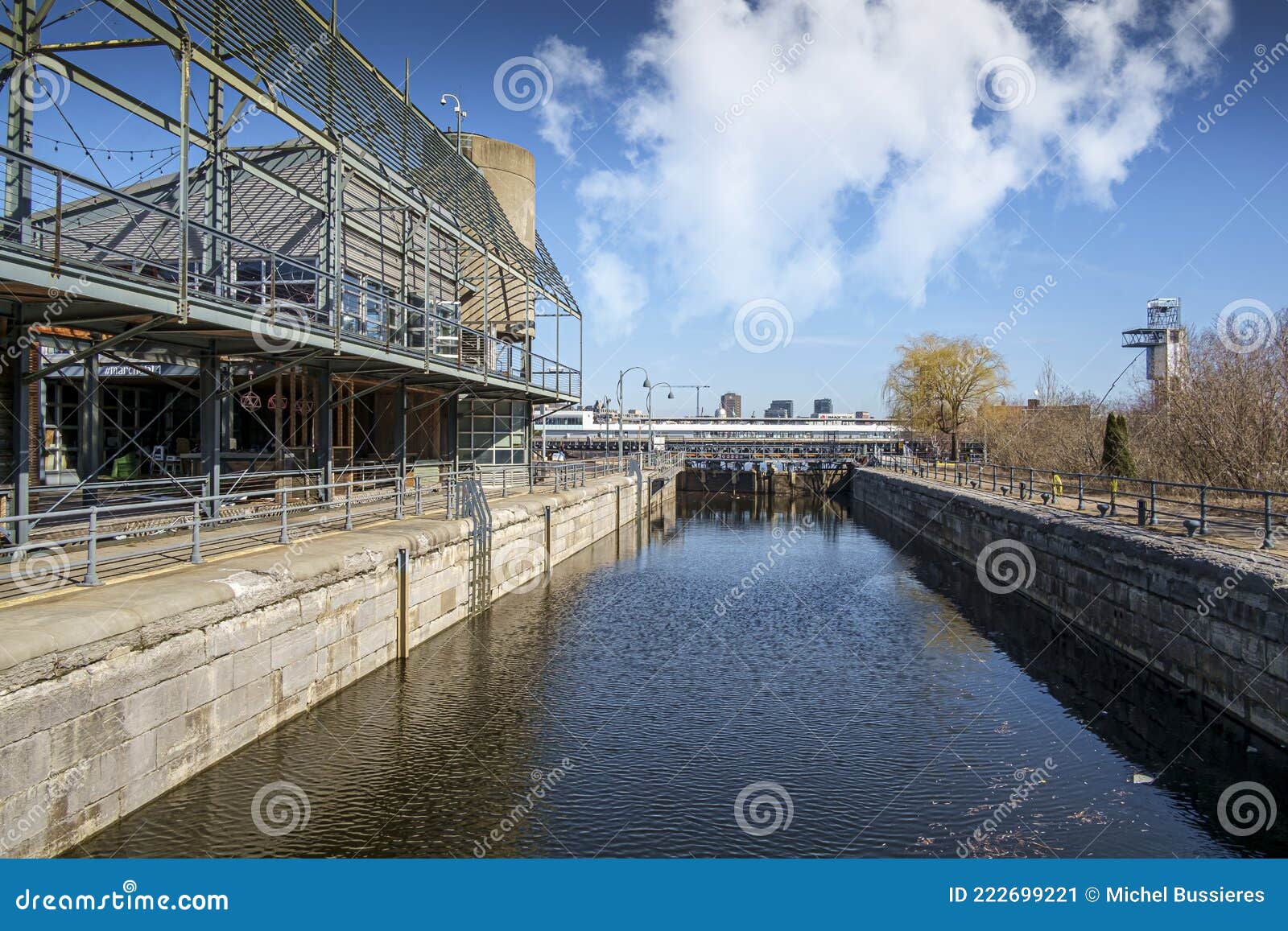 montreal old port view of the locks