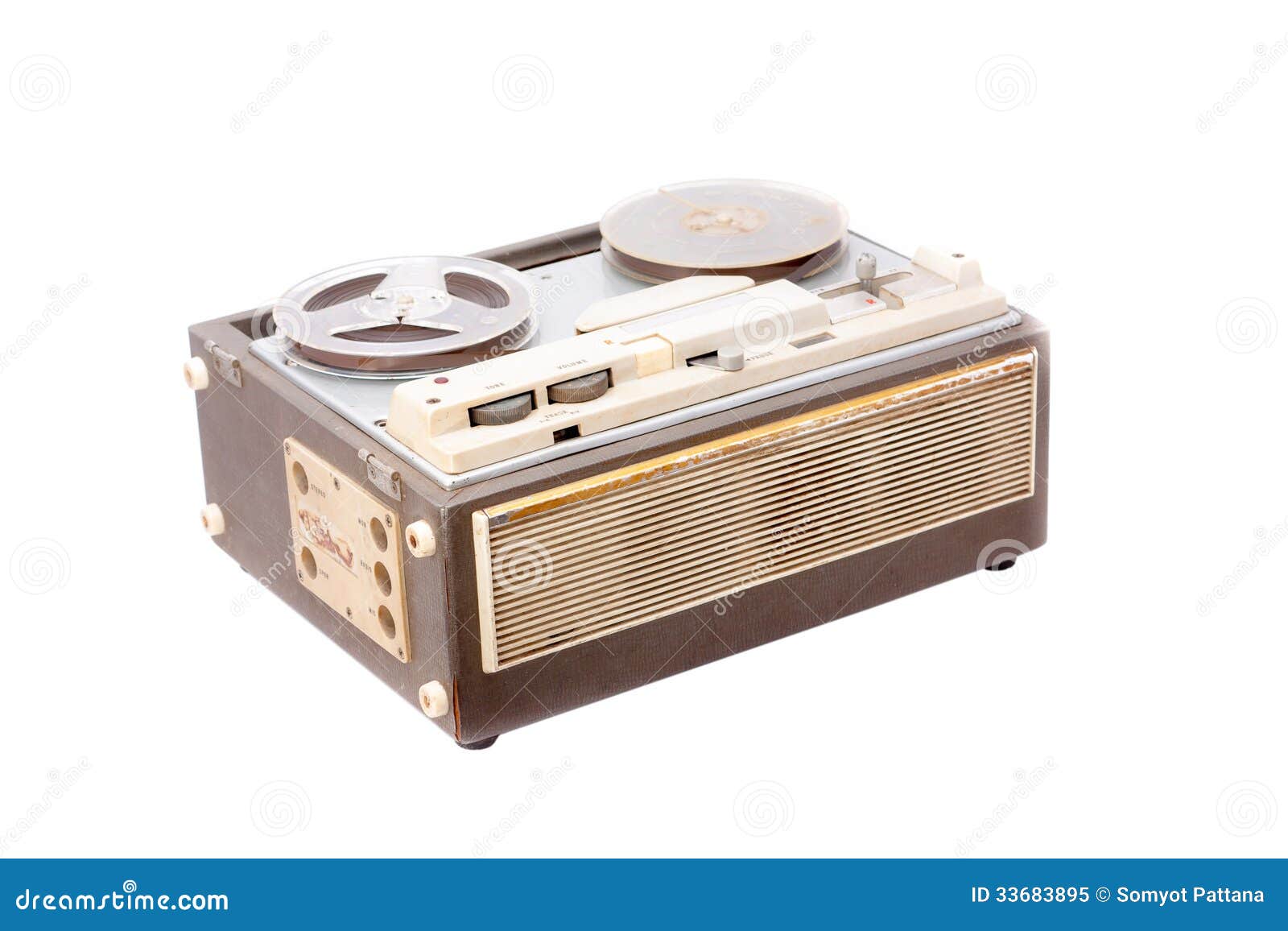 Old Portable Reel To Reel Tube Tape-recorder Stock Image - Image
