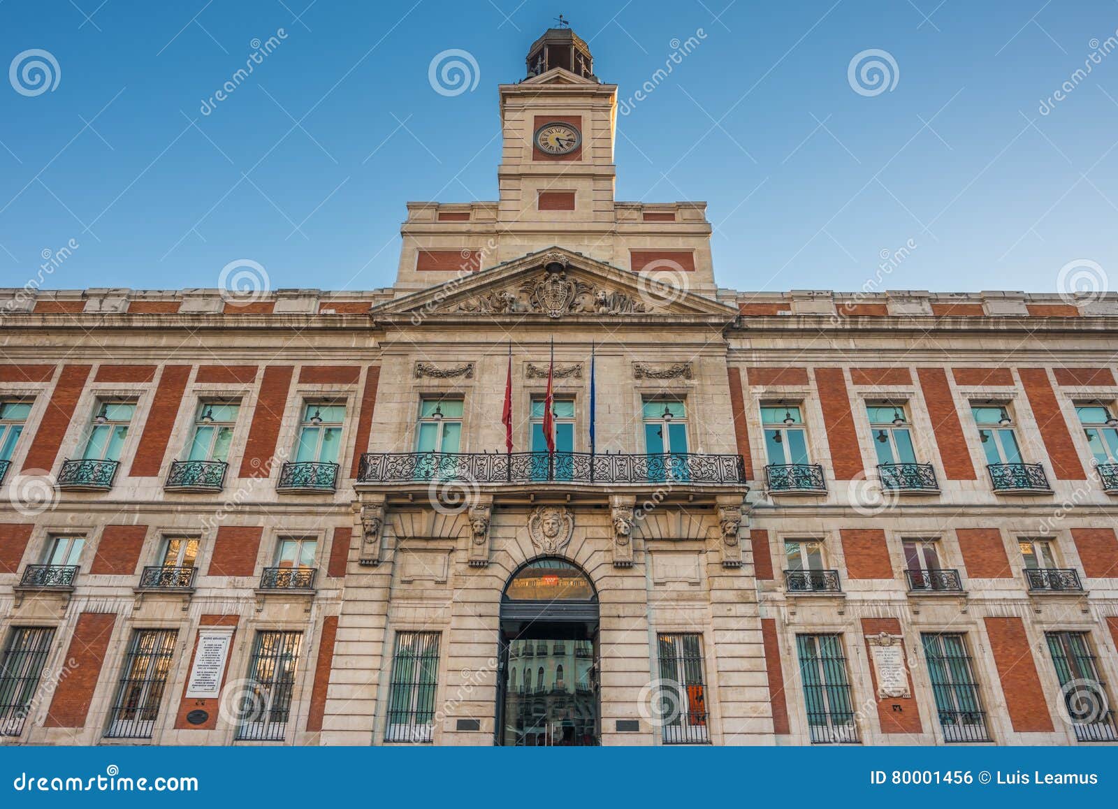 the old post office building, puerta del sol, madrid, spain