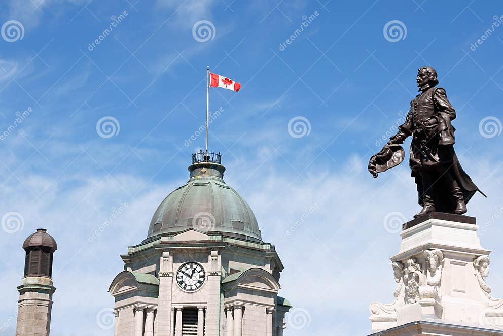 Old Post Office and Monument To Champlain Stock Photo Image of