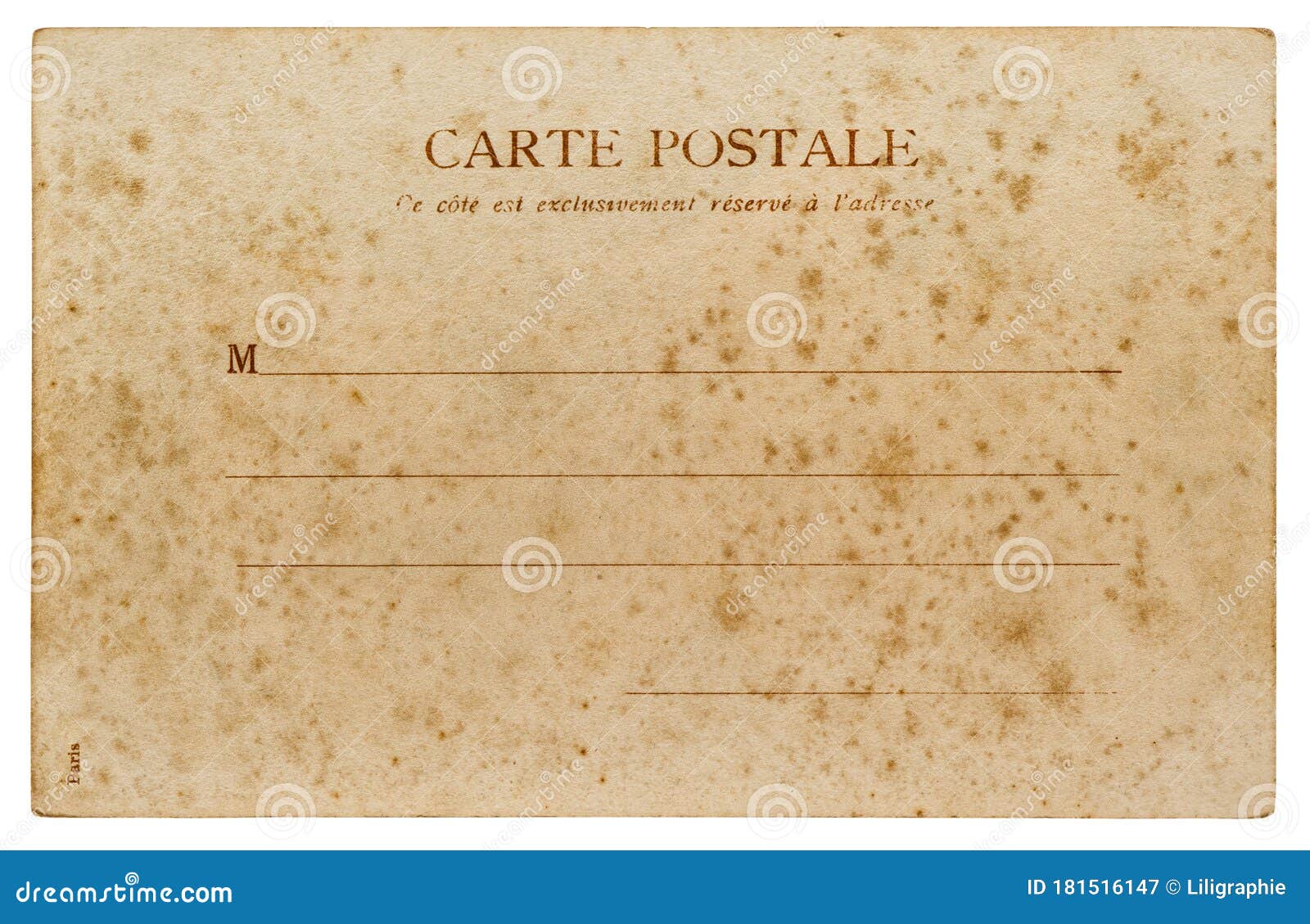 Old Postcard Blank Paper Sheet Isolated White Background Stock Image Image of page, postcard