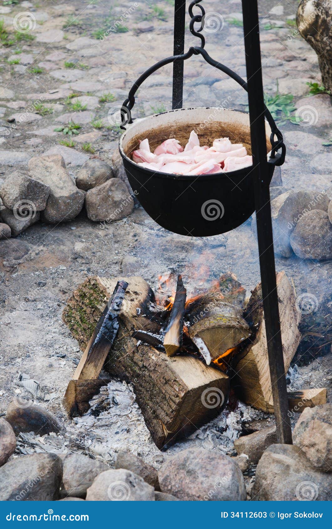 Old Pot For Cooking Over A Campfire Stock Photos Image 34112603