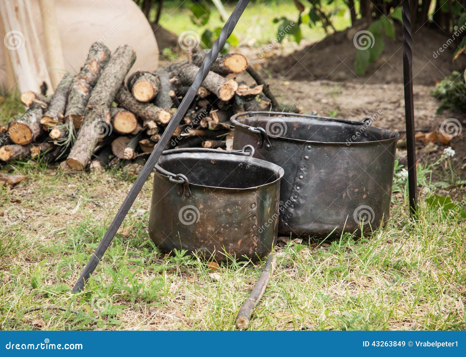Old Pots for Cooking on Camping Stock Image Image of retro, bonfire