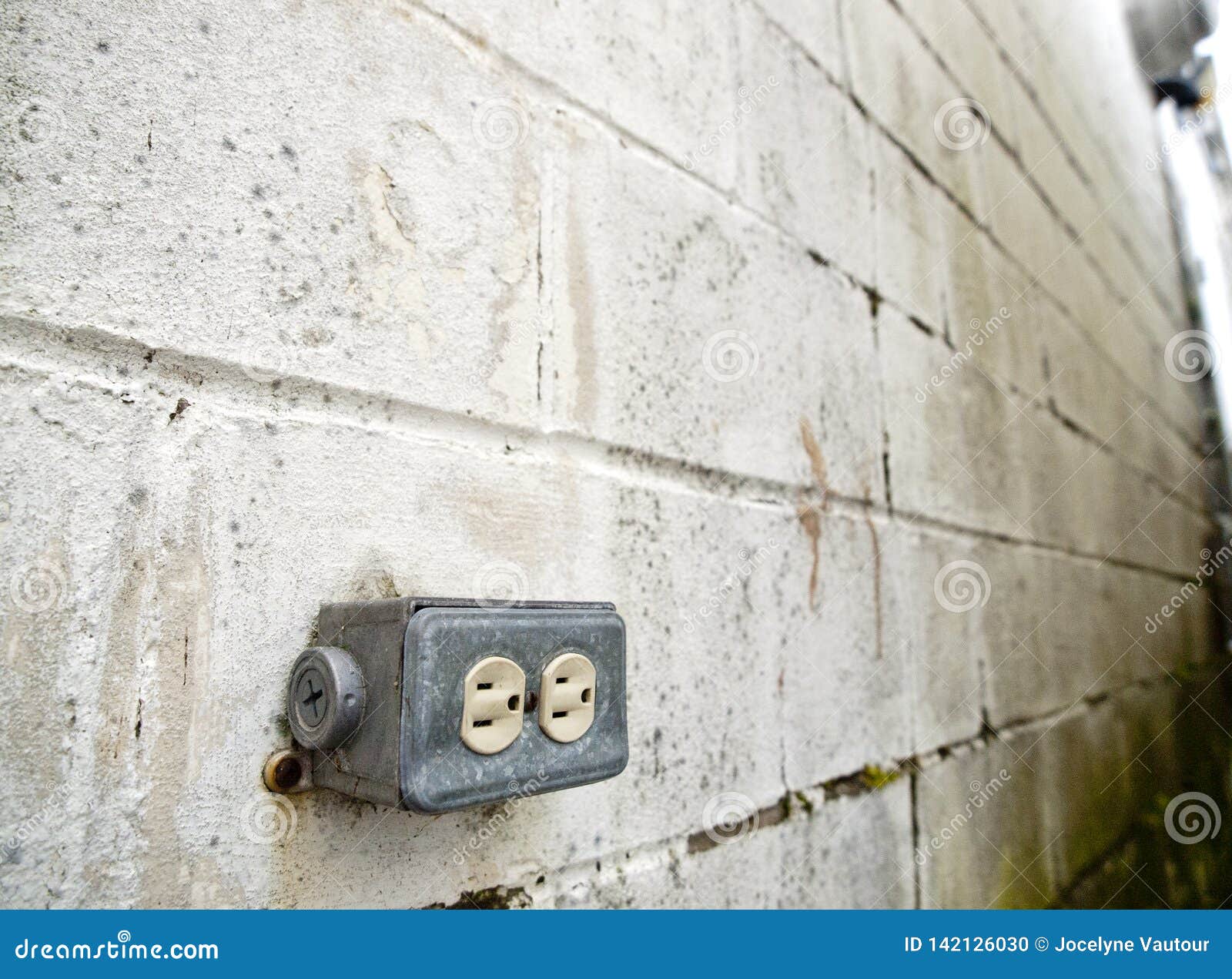 Outdoor Power Outlet on with Brick Wall Stock Photo Image of grunge