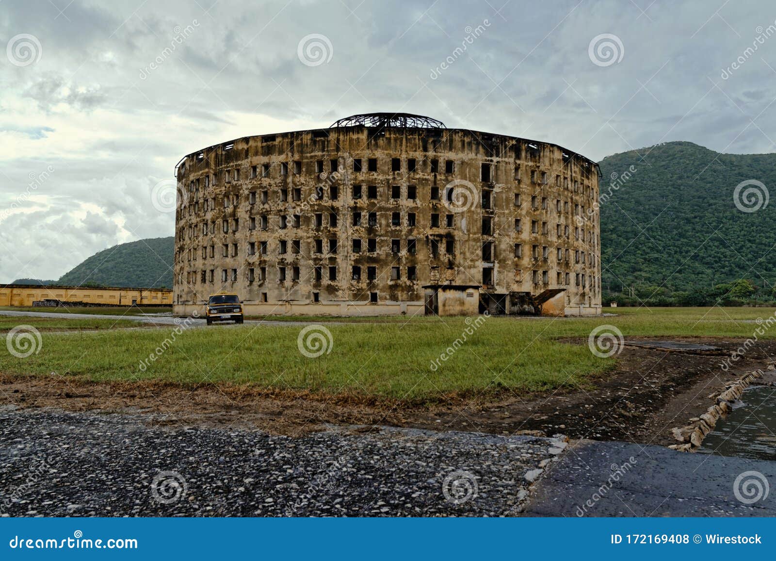 old presidio modelo prison building on the isle of youth, cuba