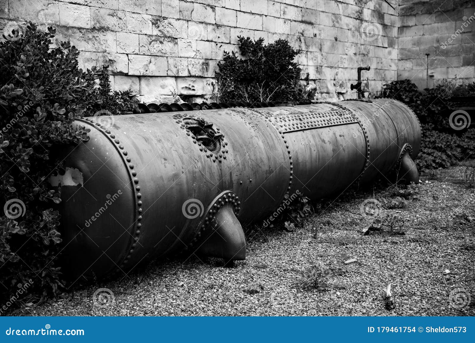 An Old Pressure Tank stock photo. Image of railway, overgrown 179461754