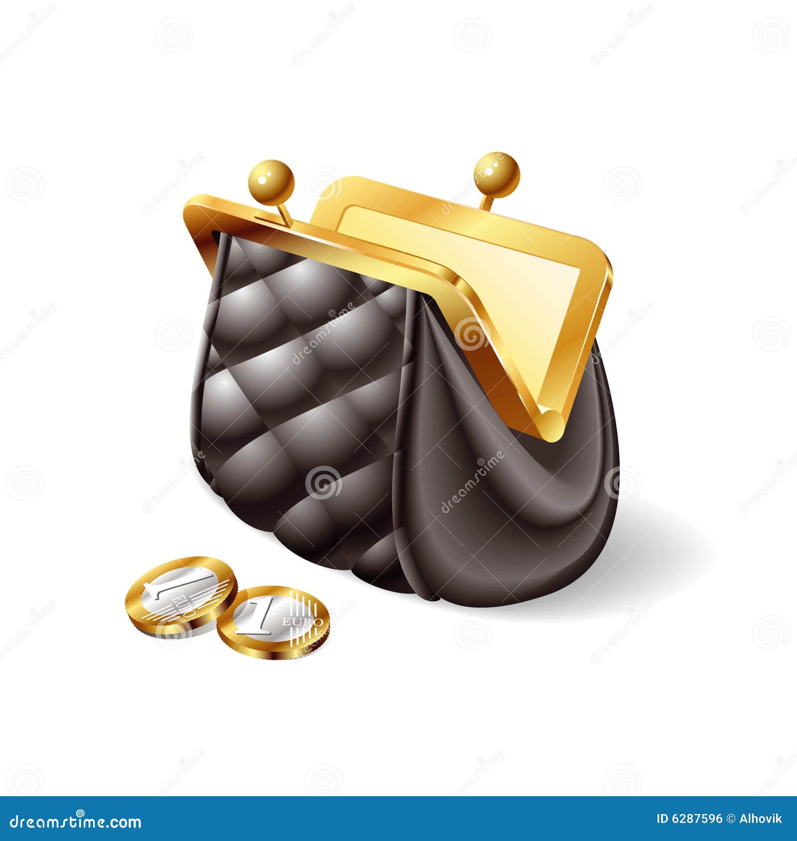 Old purse with coins stock vector. Illustration of money 6287596