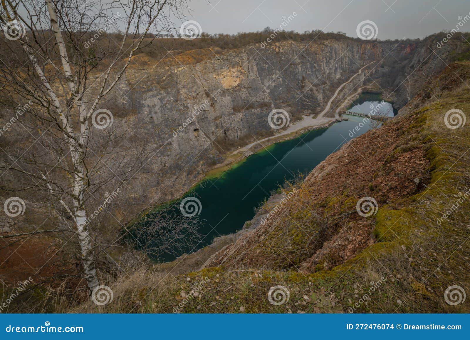 Old Quarry Velka Amerika in Spring Cloudy Hot Day Stock Photo Image