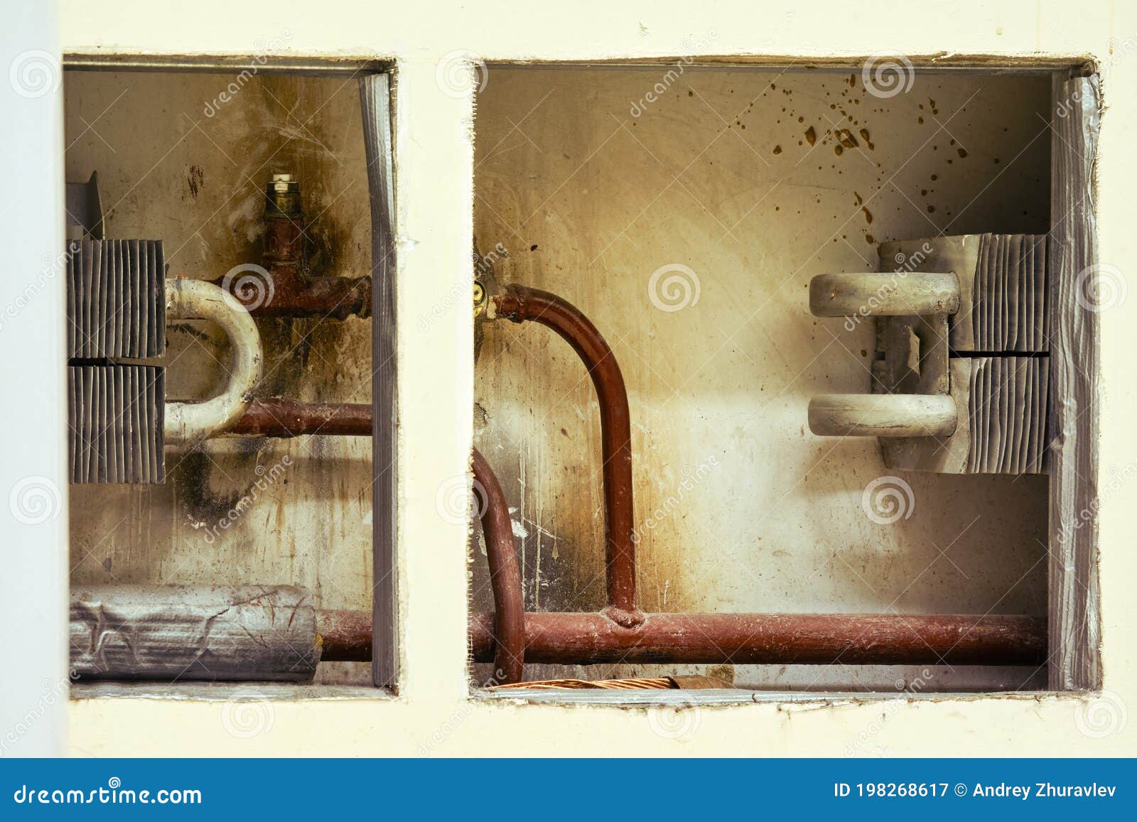 Old Radiator and Pipes in a Wall Niche Stock Image Image of pipe