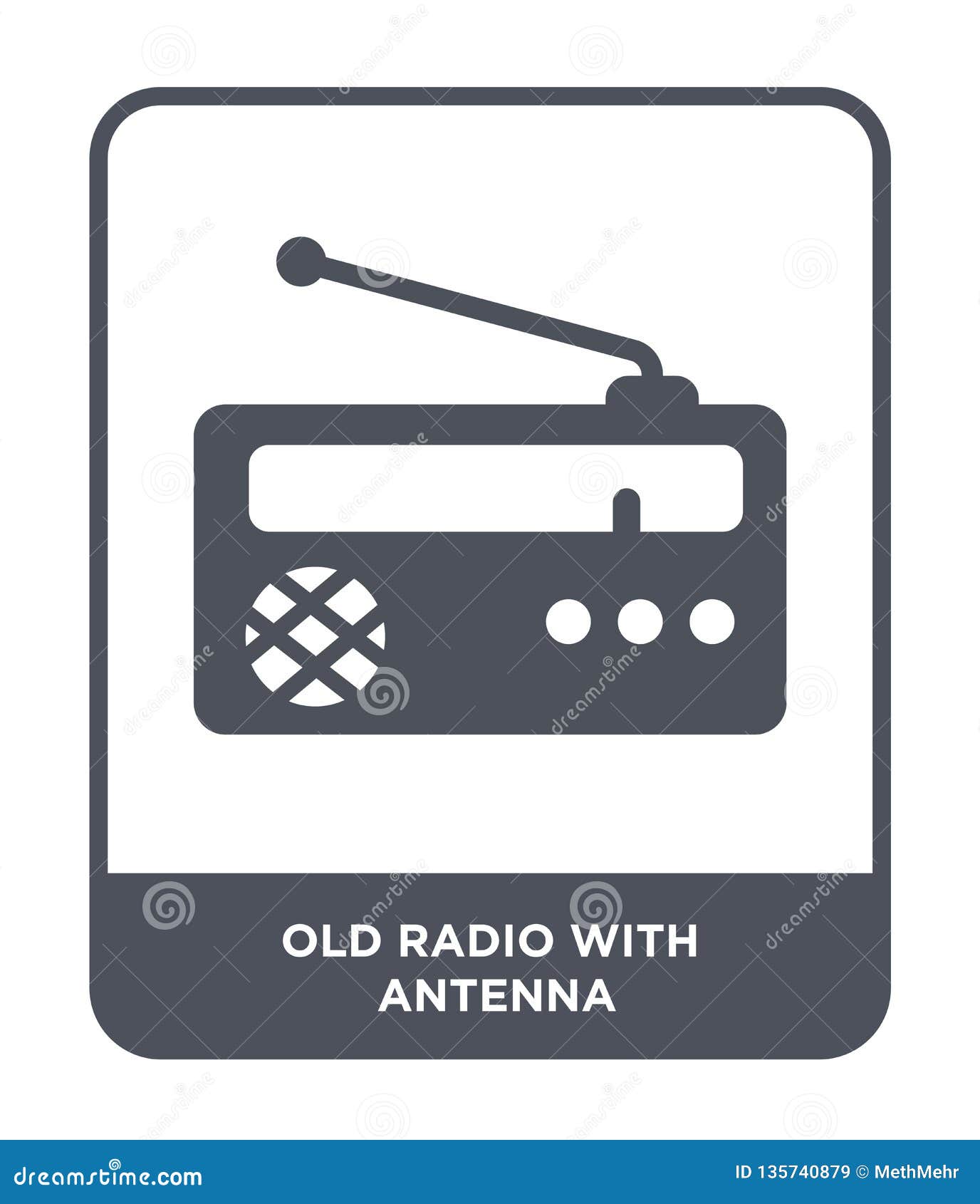 Old radio with antenna isolated on white Vector Image