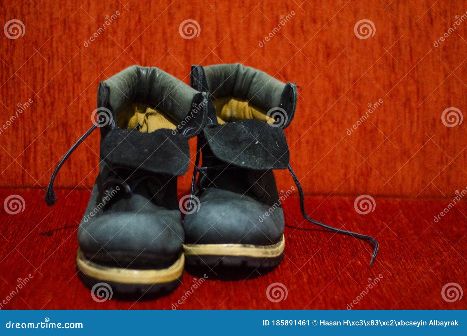 Old Ragged Blue Boots, Vintage, Dirty Stock Image - Image of grey ...