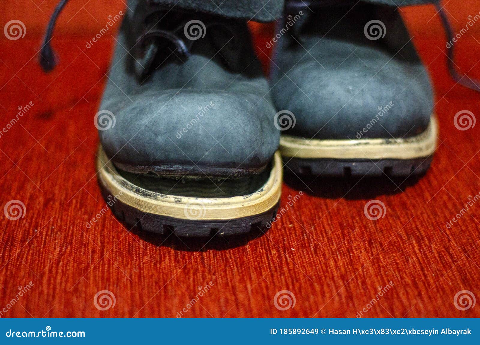 Old Ragged Blue Boots, Vintage, Dirty Stock Image - Image of footwear ...