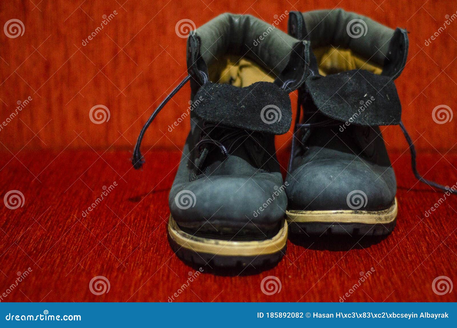 Old Ragged Blue Boots, Vintage, Dirty Stock Photo - Image of color ...