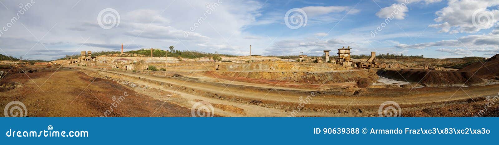 old railway path and sulfur ovens at sao domingos abandoned mine