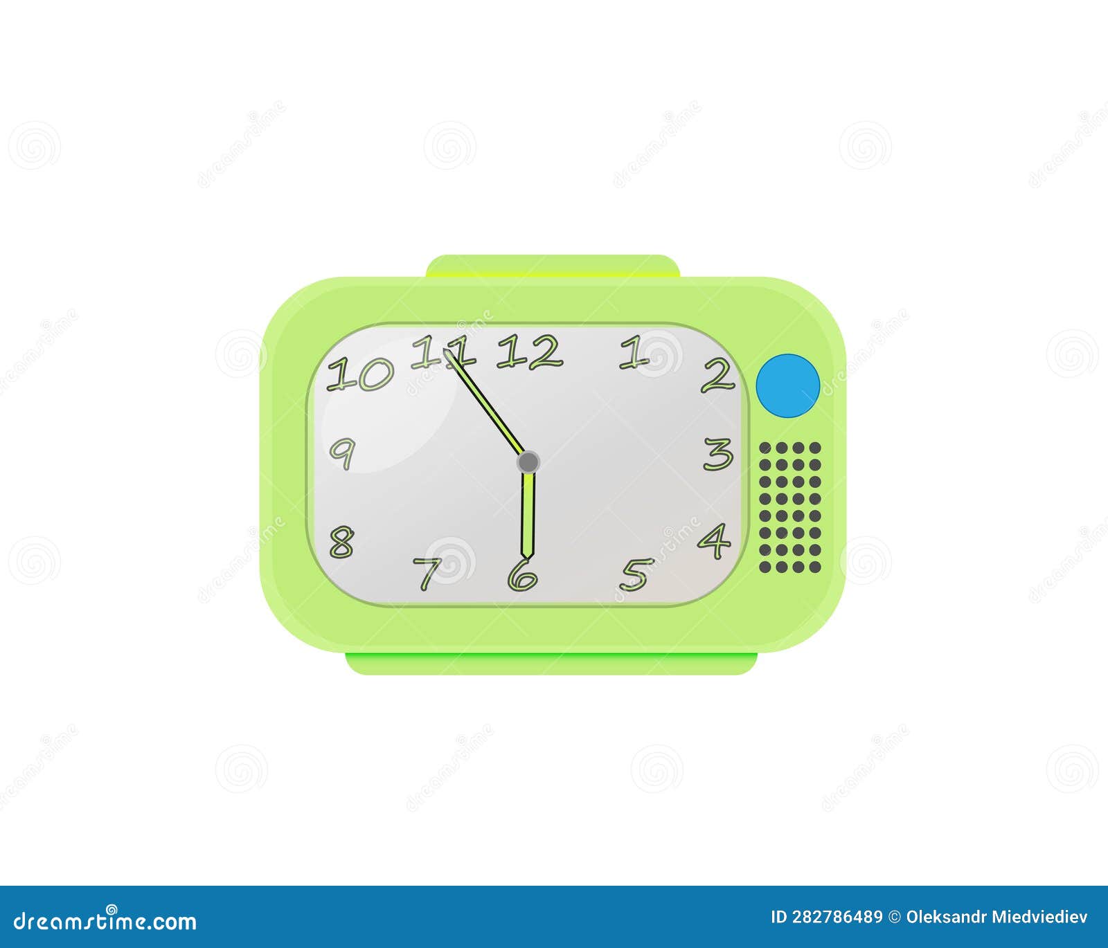 Old Rectangular Alarm Clock with Off Button Stock Vector Illustration