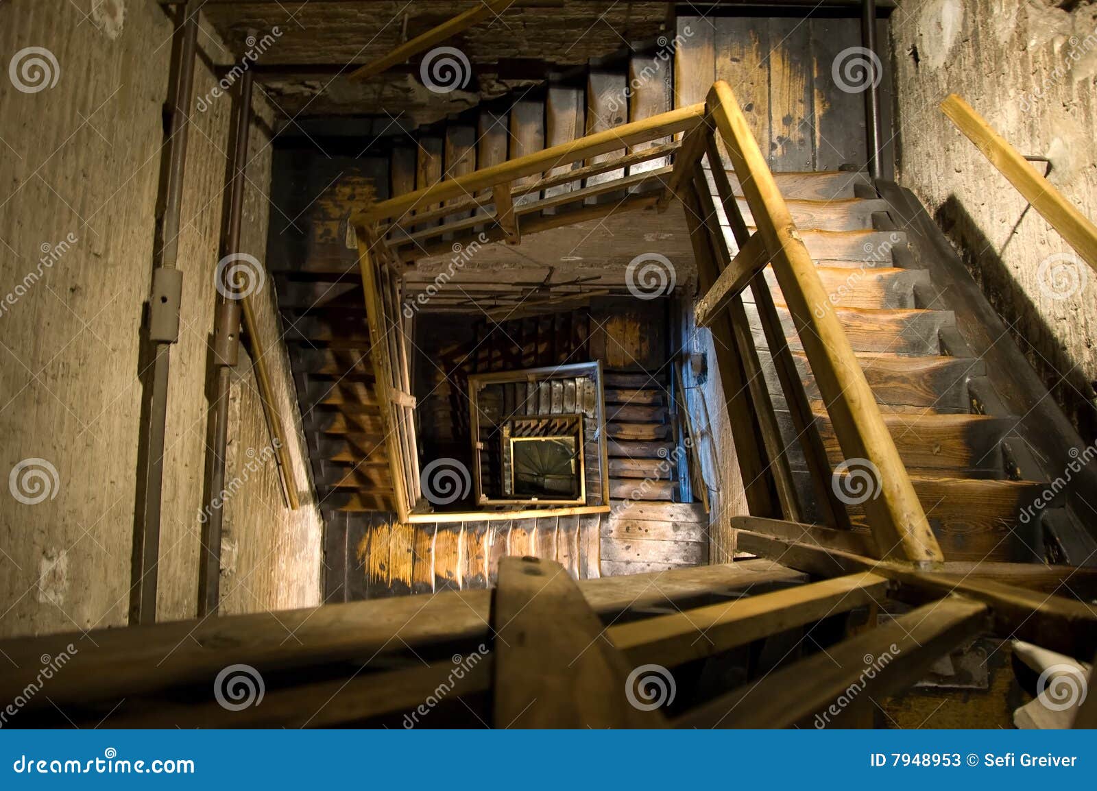 old rectangular spiral stairways