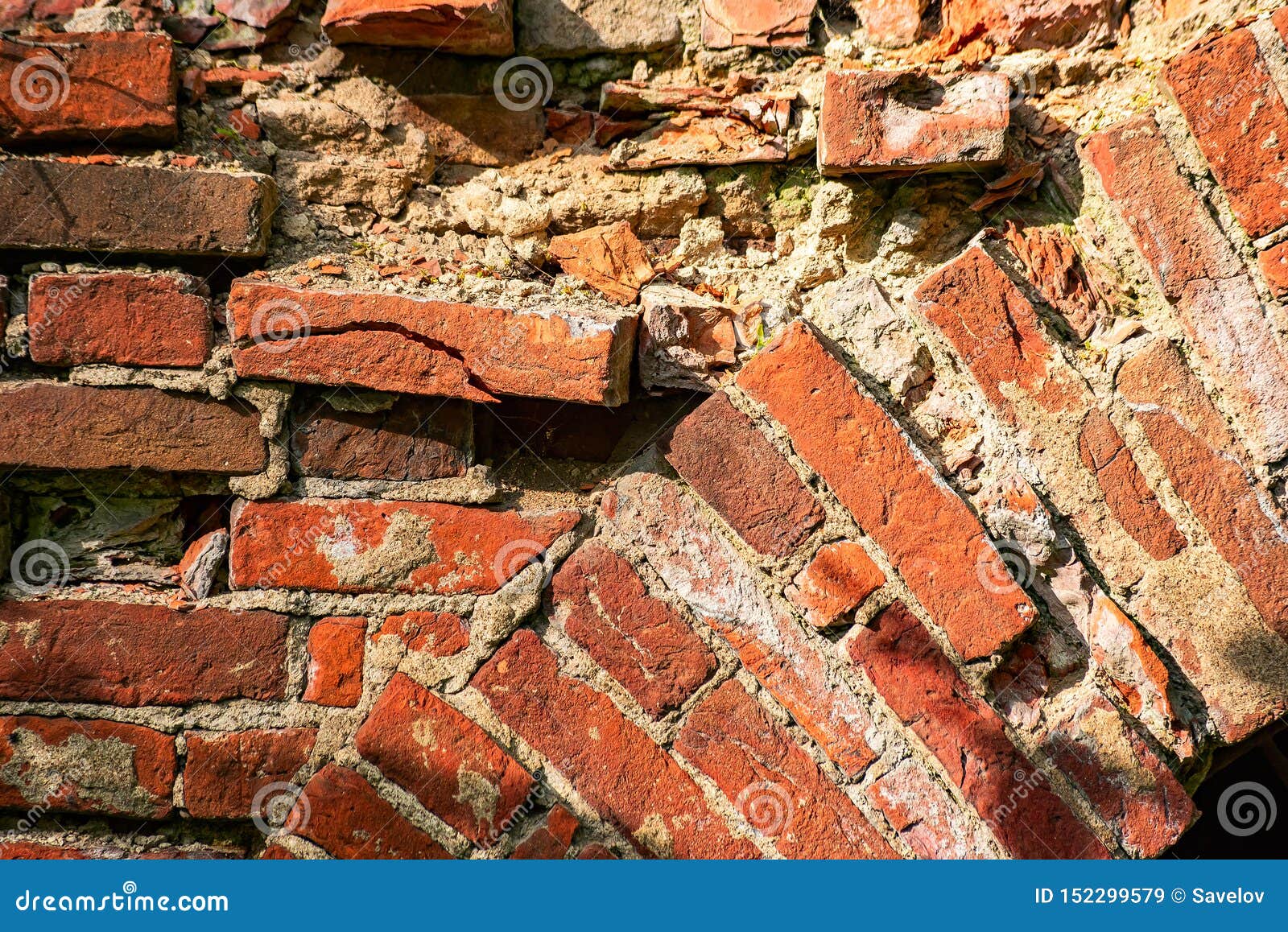 Red Brick Wall With Chipped Pieces Stock Image - Image of stonewall ...