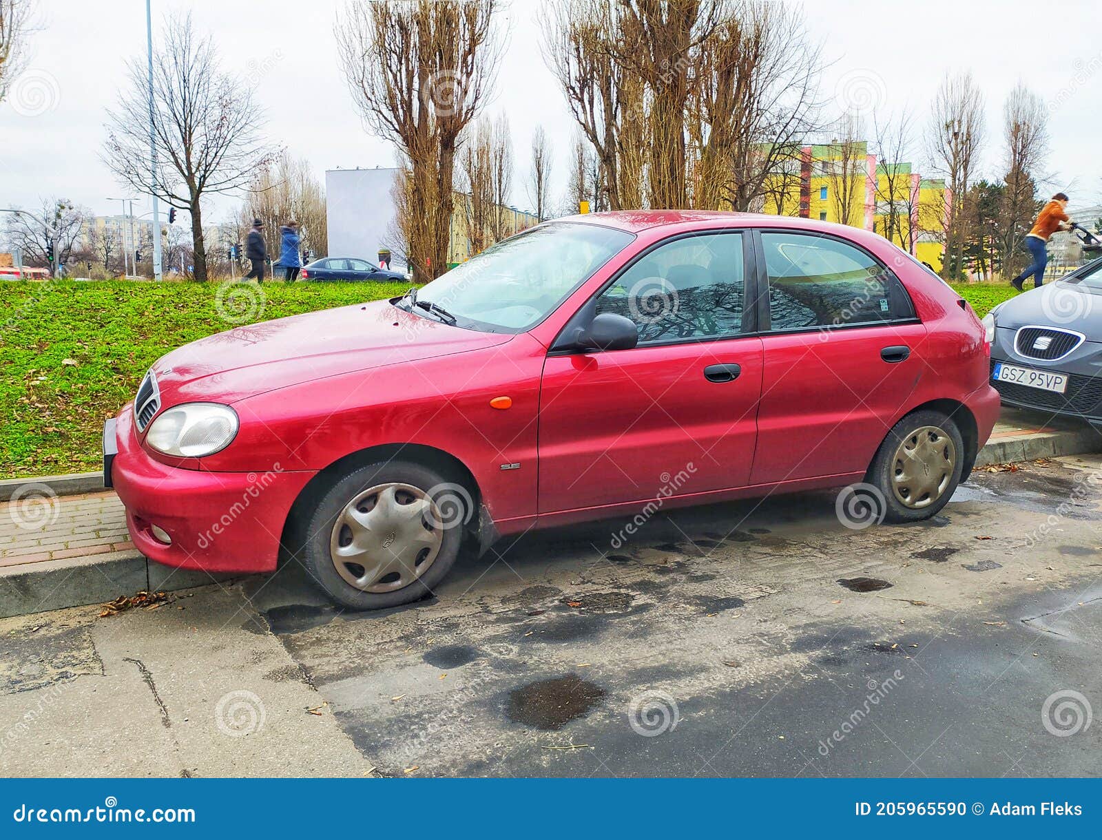 Old Red Daewoo Lanos Hatchback Private Car Parked Editorial Image  Image  of hatchback produced 205965590