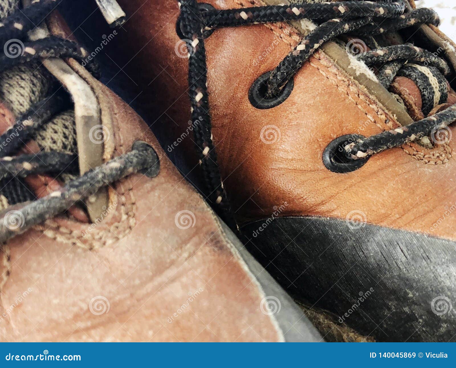 Old Red Dirty High Shoes . Old School Vintage Worn Boots Stock Image ...