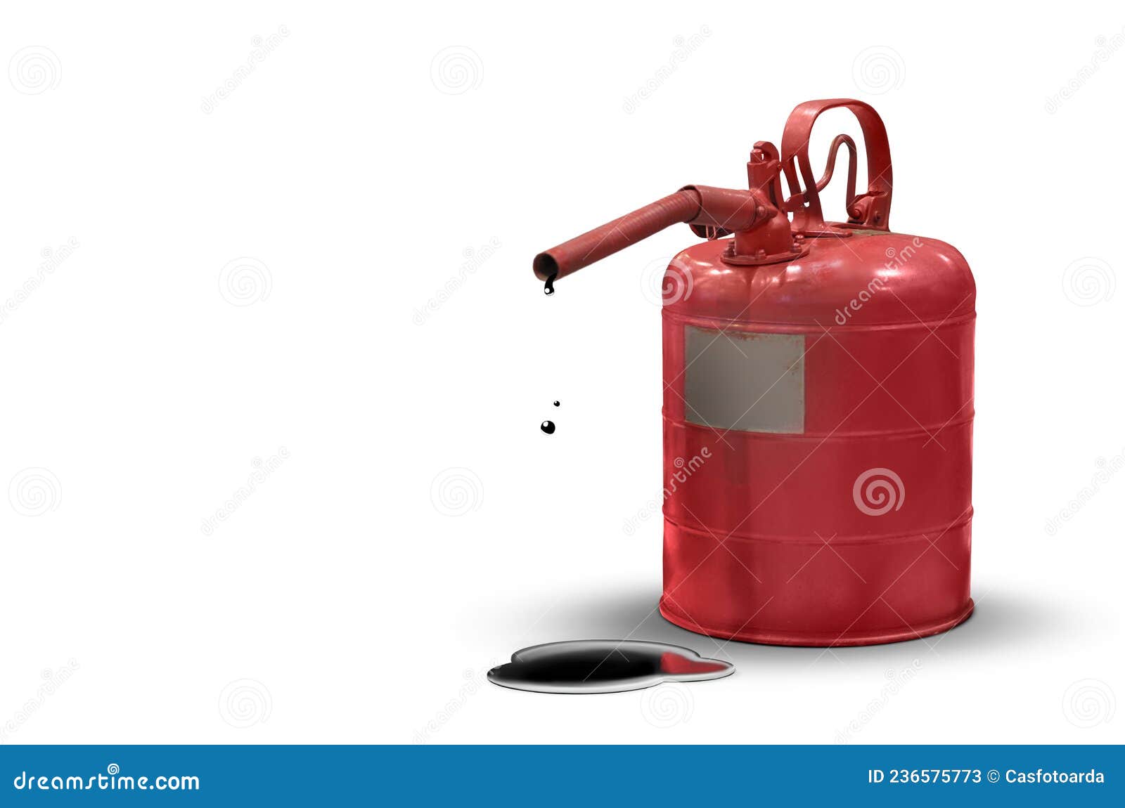 an old red fuel filler can on a white background