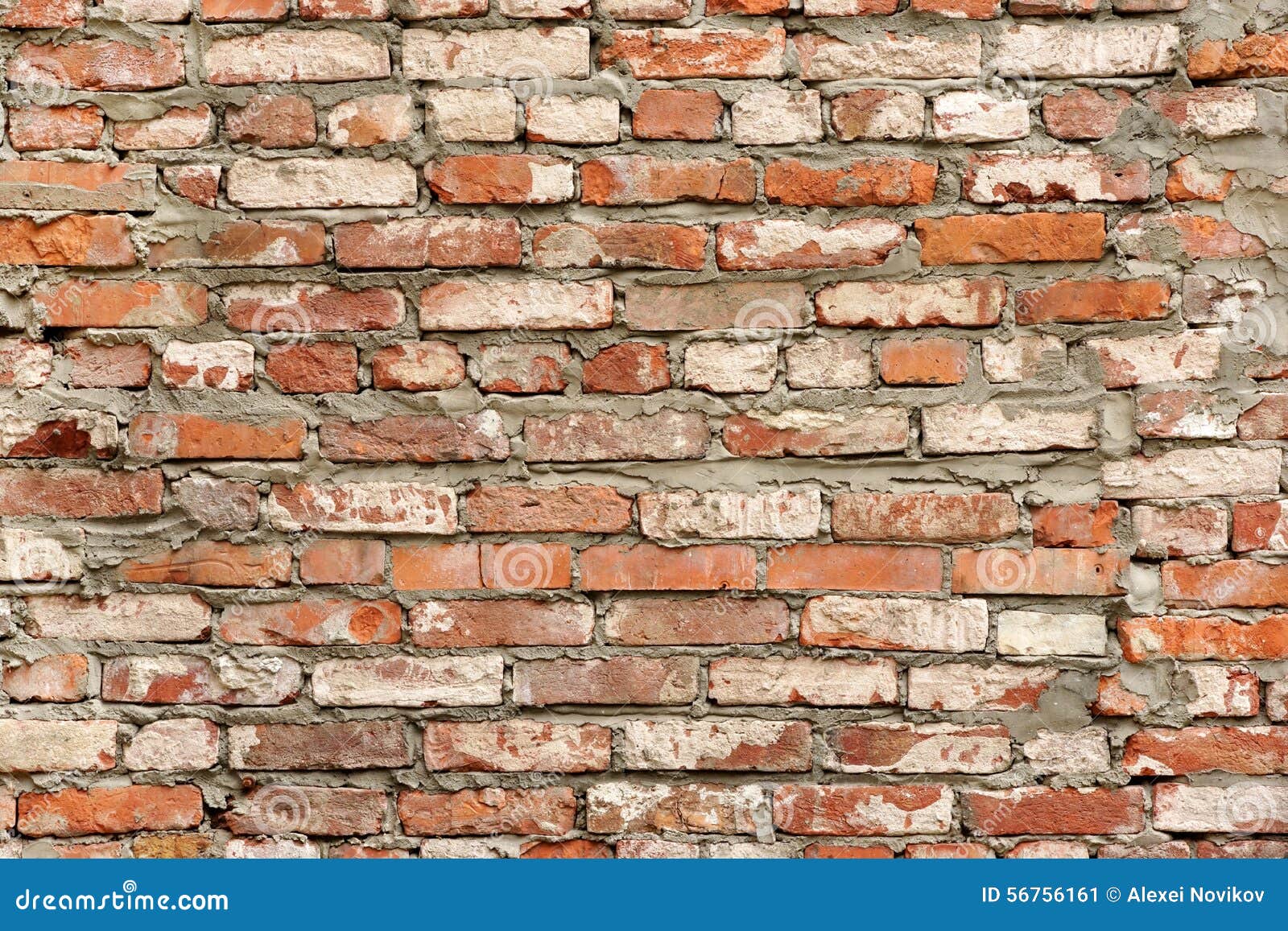 Old Red White Brick Wall Background. Retro BrickworkTexture Stock Image