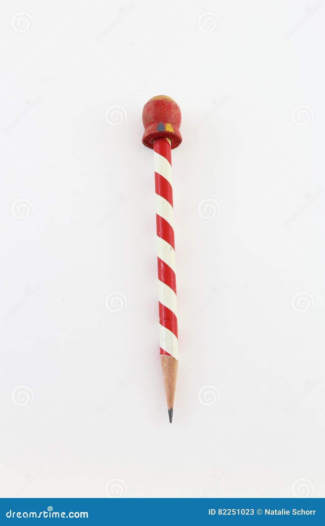 Old Red And White Candy Stripe Wood Pencil Stock Image