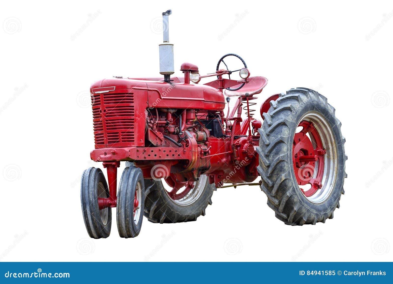 Old Red Work Tractor Isolated on White Stock Image Image of wheels