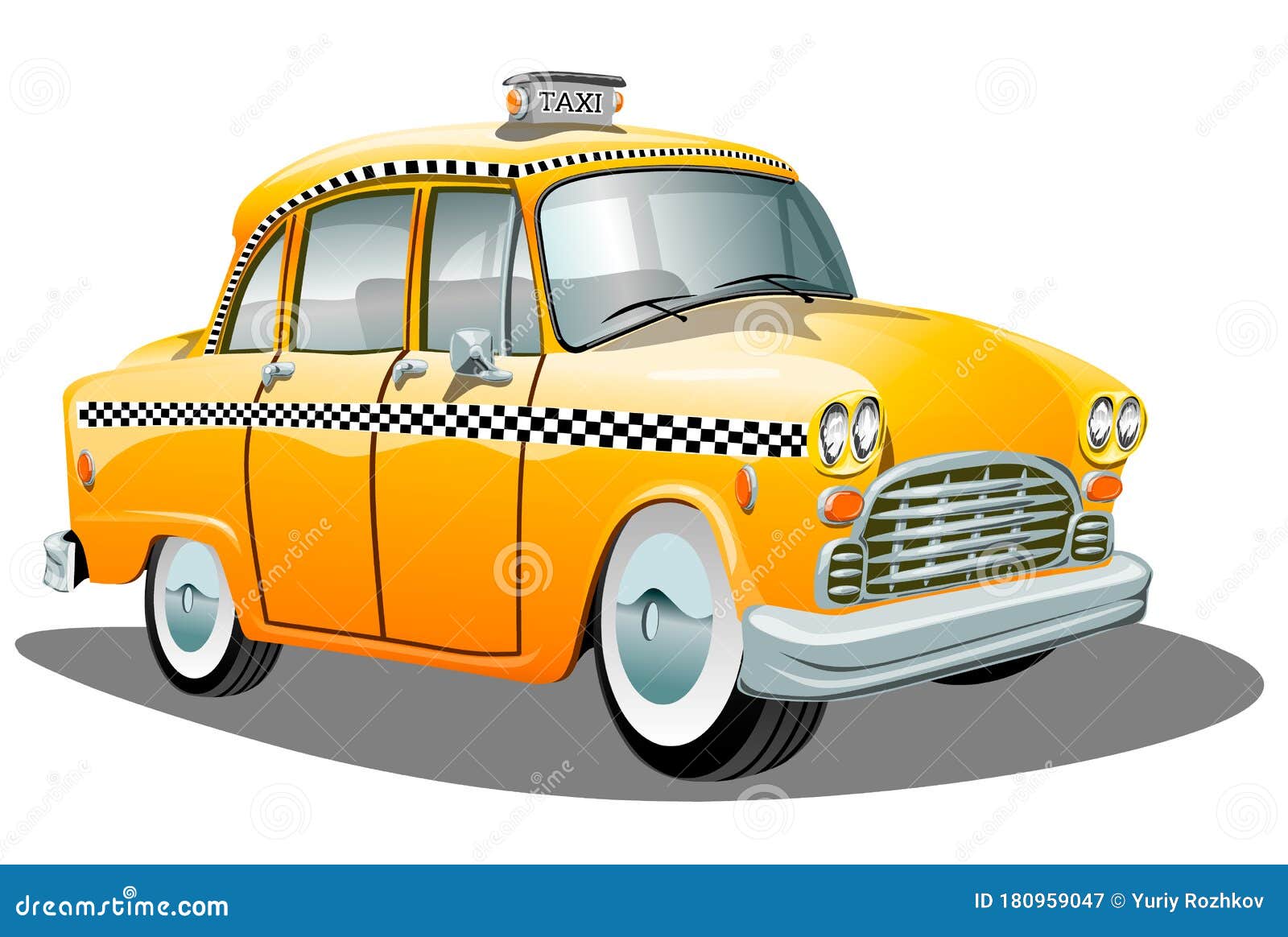 Old Retro Cartoon Yellow Taxi Car. Vector Illustration. Stock Vector -  Illustration of park, travel: 180959047