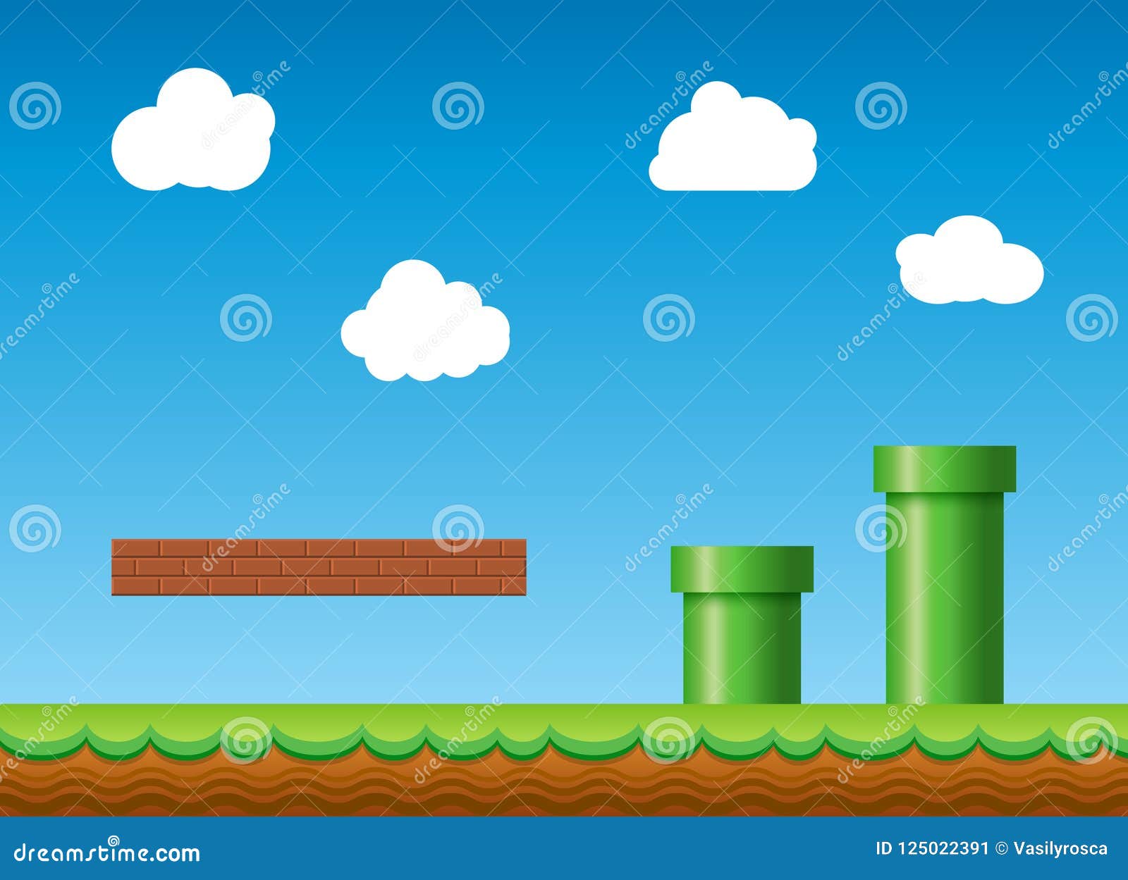 old retro video game background. classic retro style game  scenery