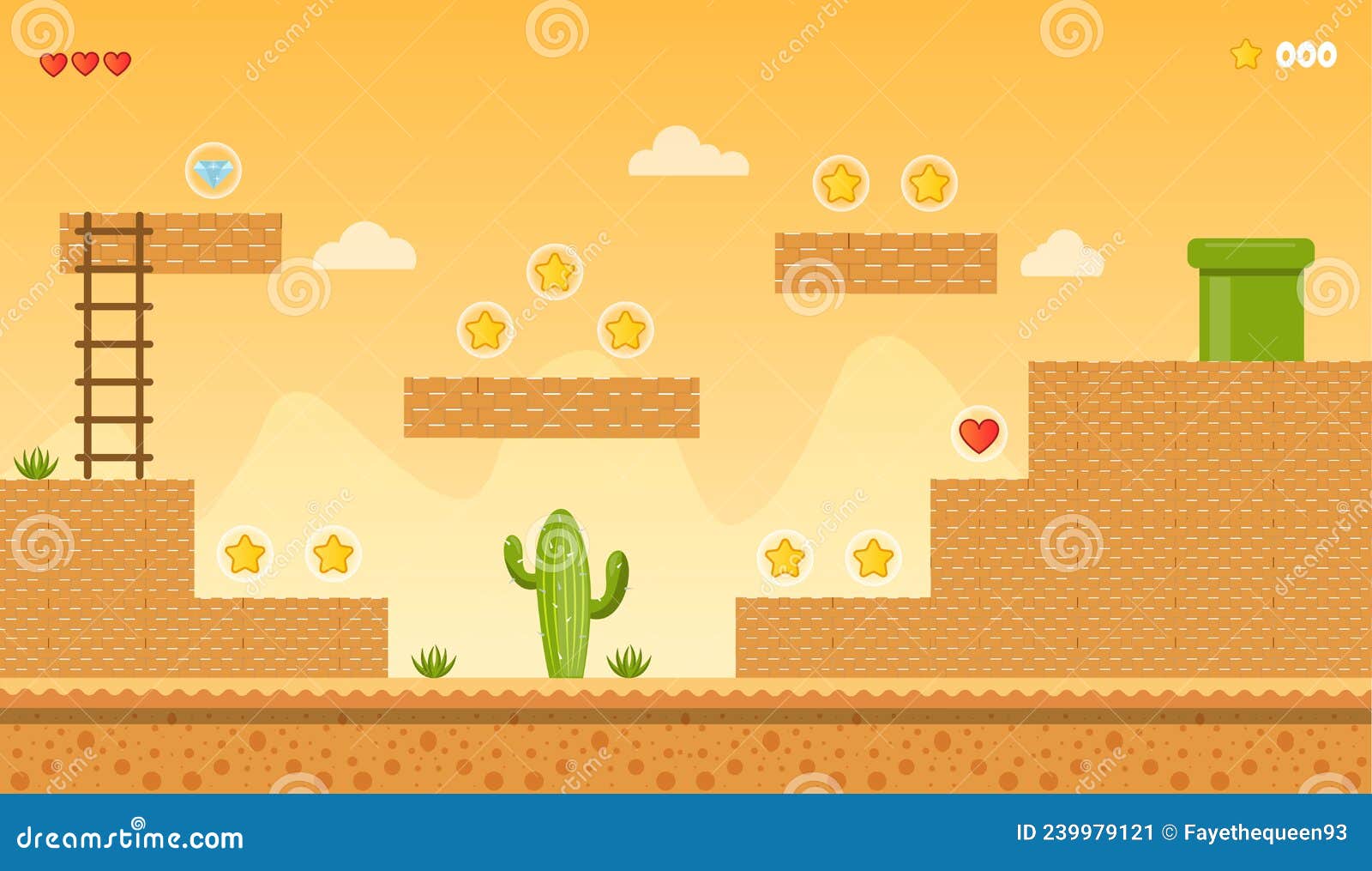 Old Retro Video Game Background. Platform Arcade Game Design Stock Vector -  Illustration of location, background: 239979121