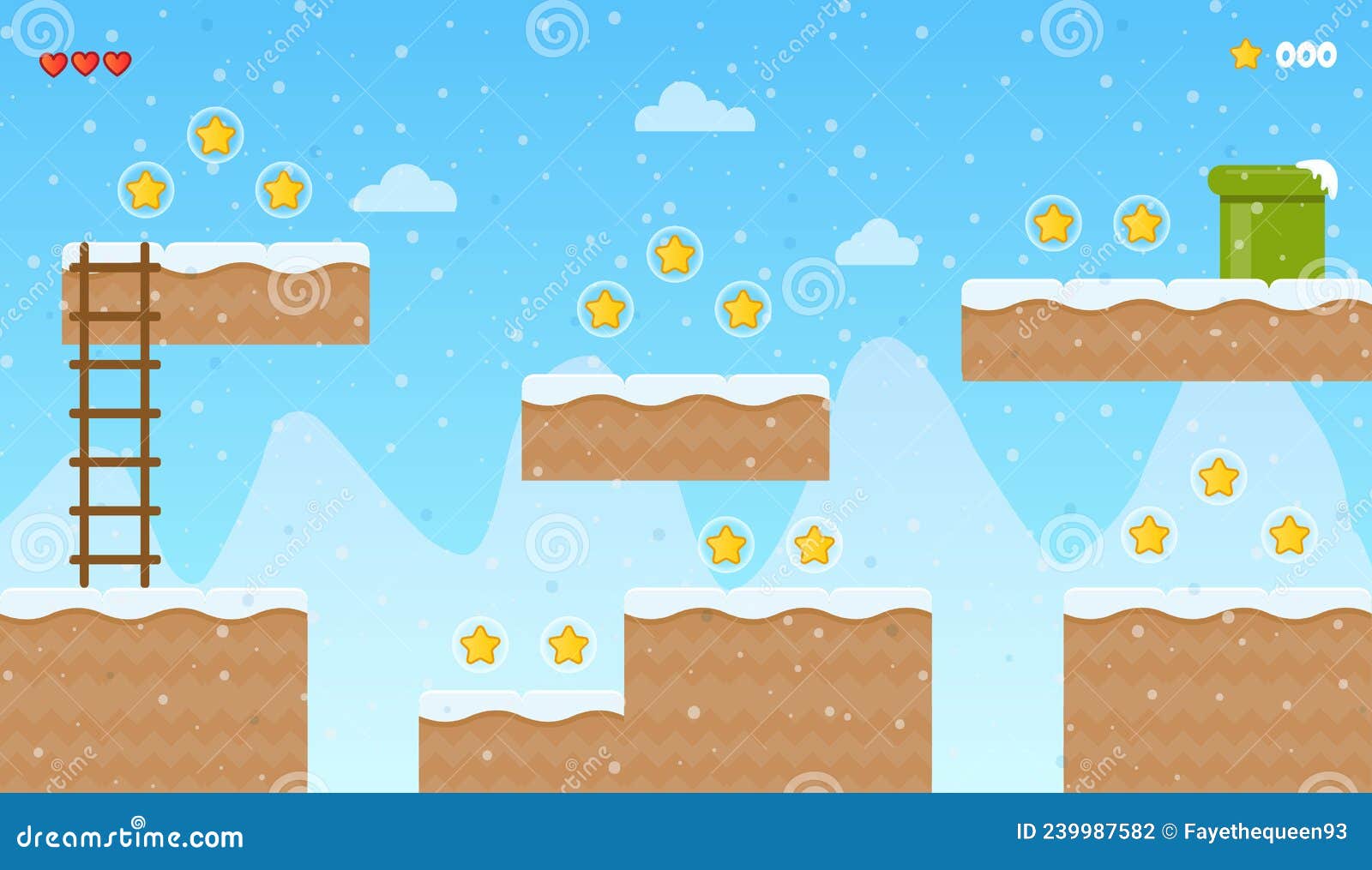 old retro video game background. platform arcade game .