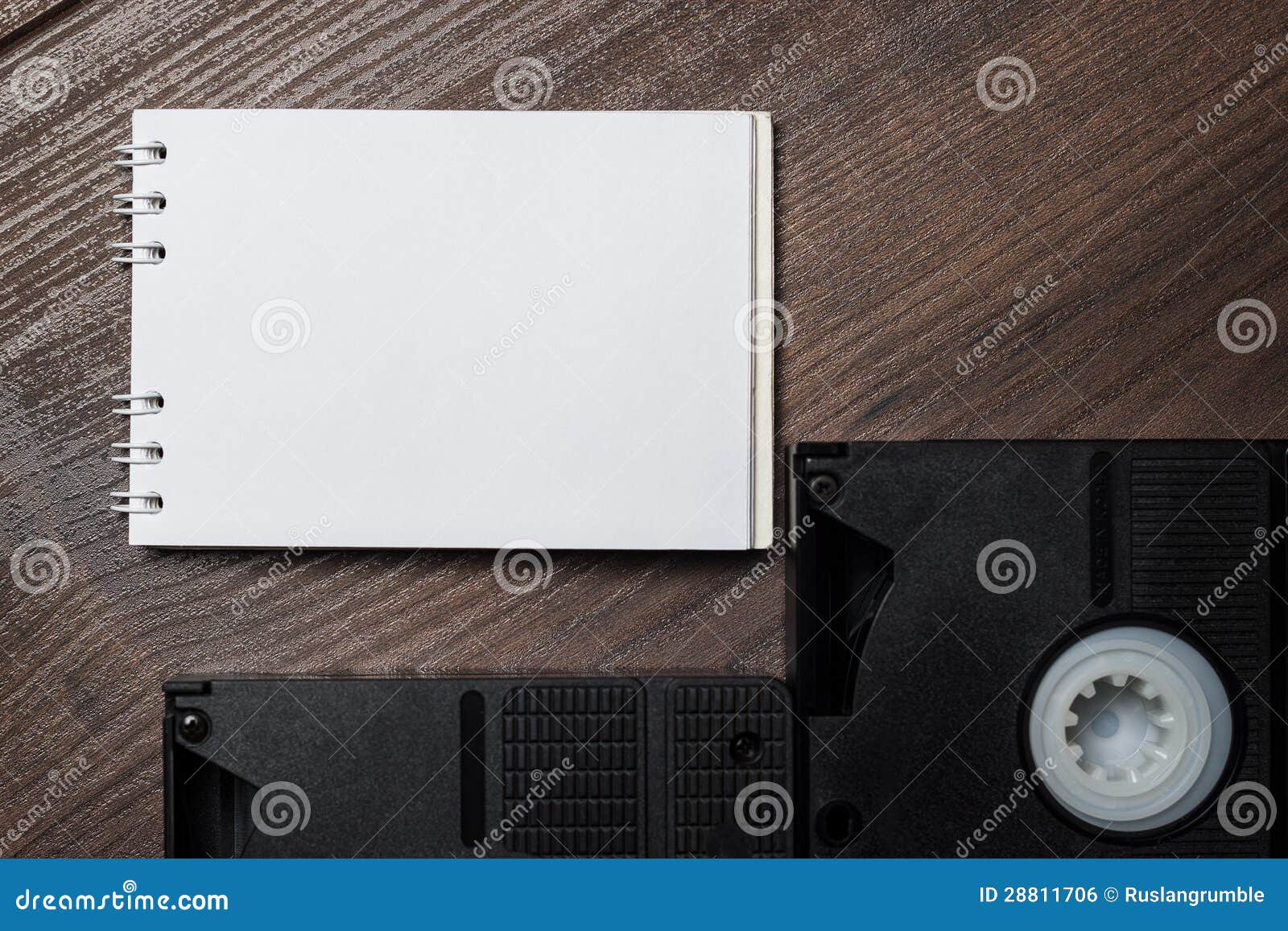 Old Retro Video Tape Over Wooden Background Stock Photo Image of