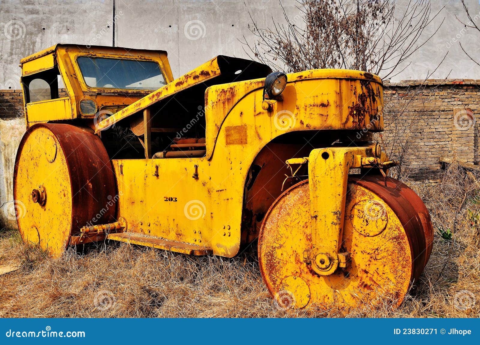 Old road roller stock image. Image of roller, wheel, rusty 23830271
