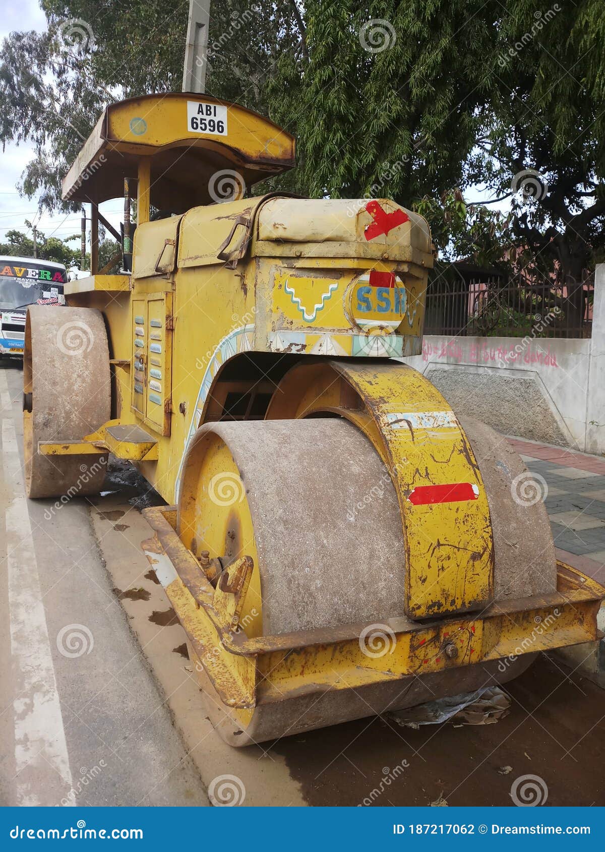 Old Road Roller Laying Abandoned in a Village Editorial Photography