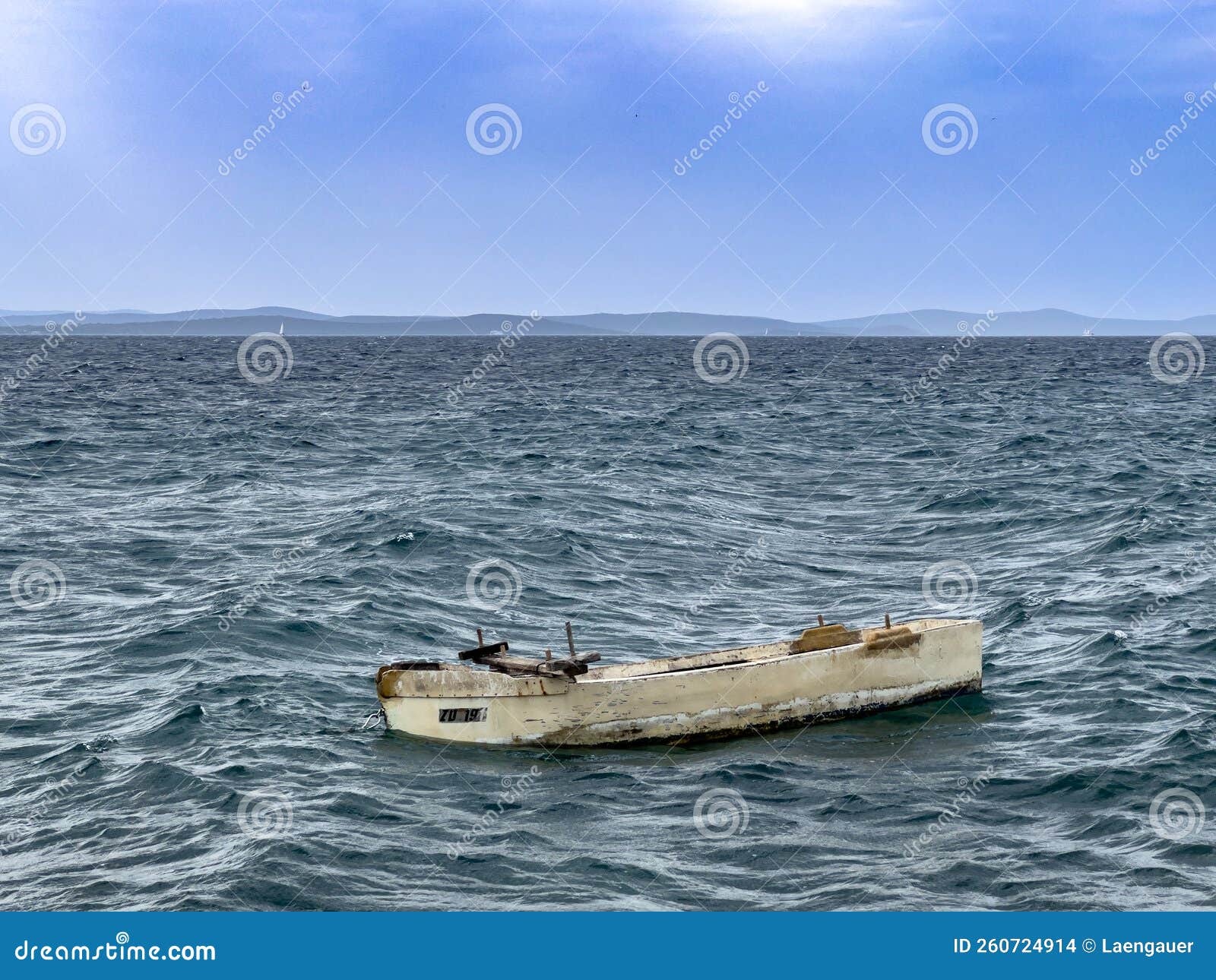 Old Rowing Boat in the Rough Sea Stock Photo Image of holiday