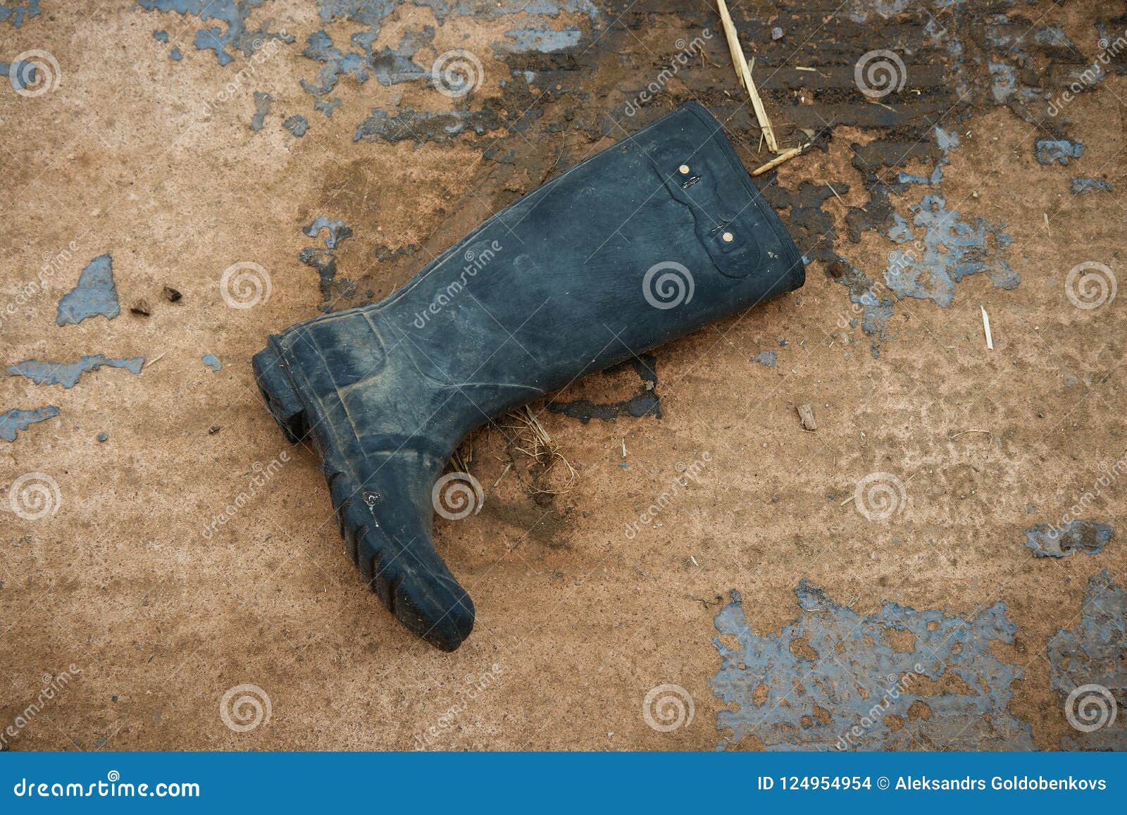 Old rubber boot . stock photo. Image of dirty, background 124954954