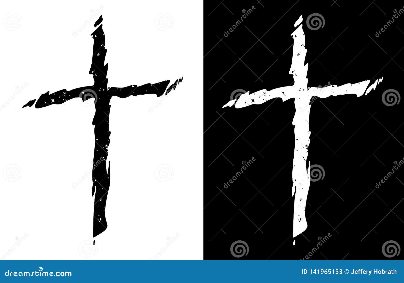 old rugged distressed christian cross in both black and white    