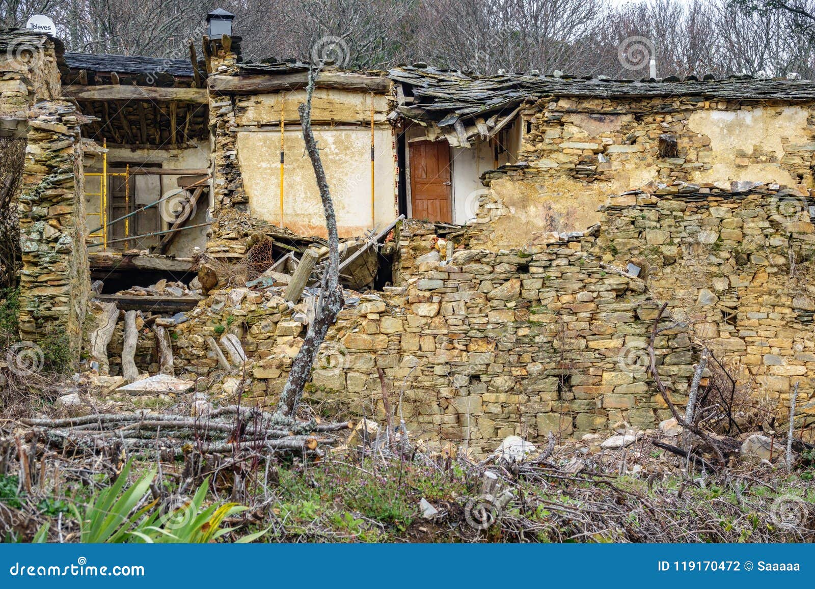 Old ruined houses stock photo. Image of fallen, danger - 119170472