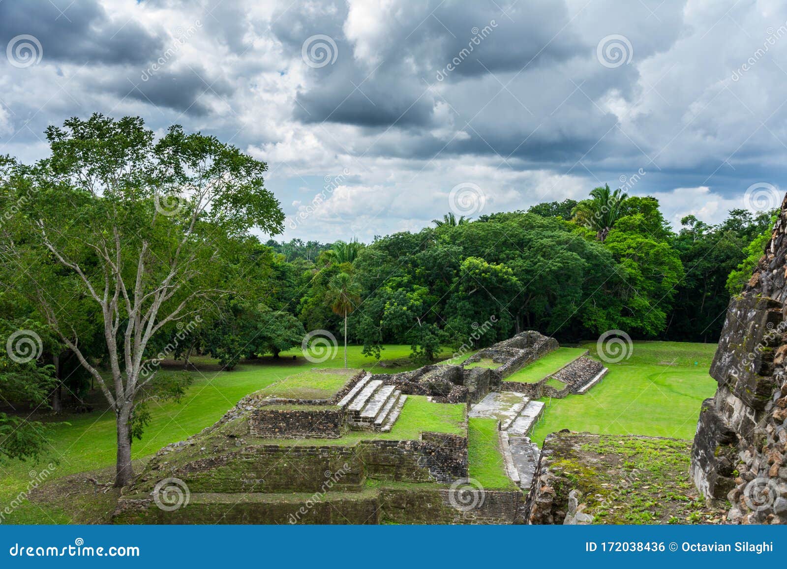 old ruins from the buildings of the mayan city of altun ha, belize