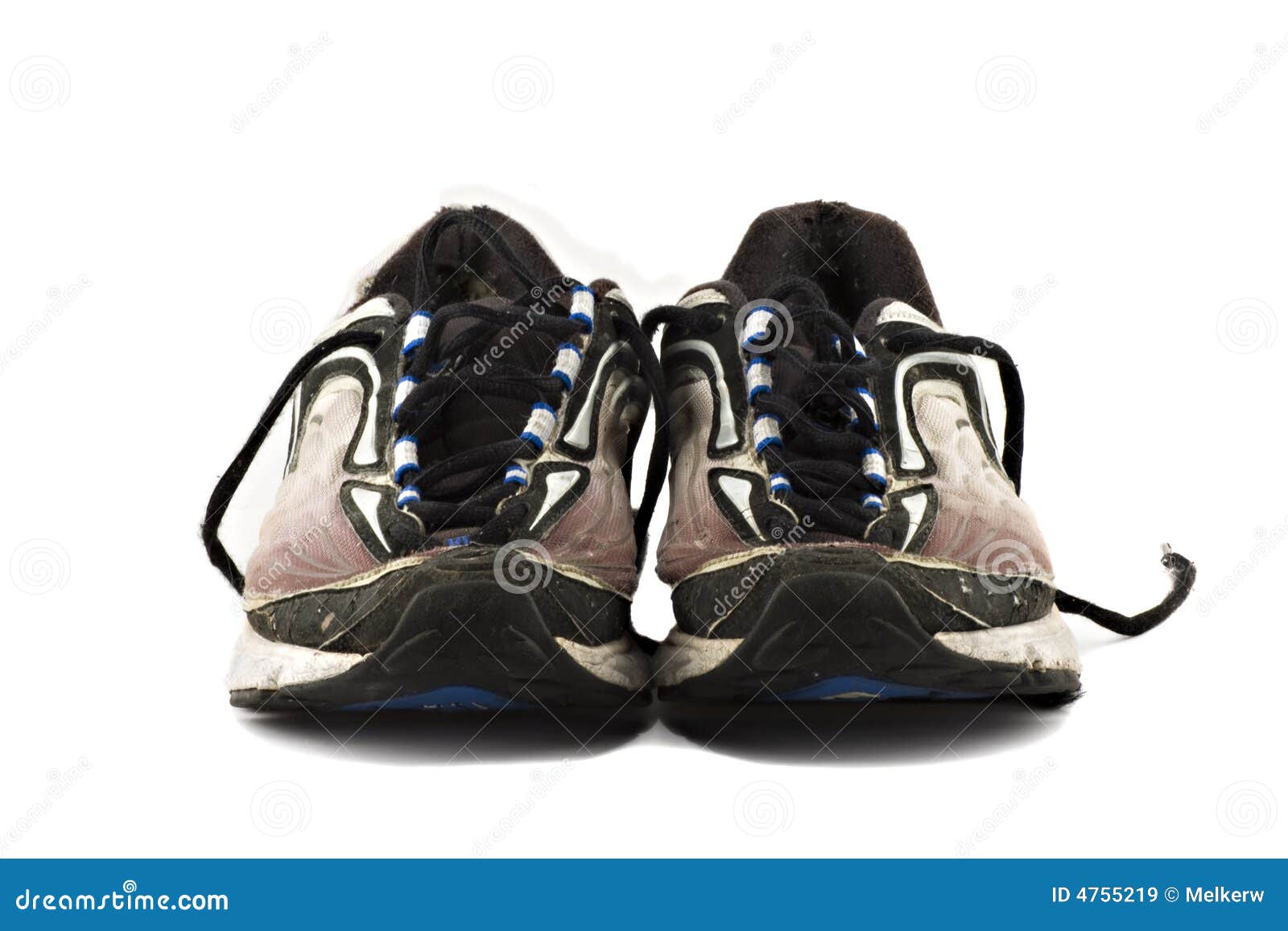 Old Running Shoes Isolated on White Stock Image - Image of dirty ...