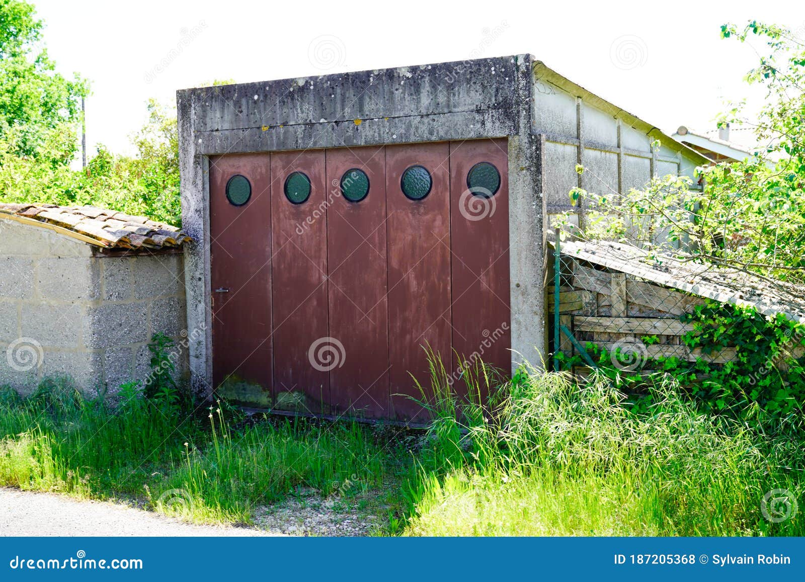 Old Rust Metal Garage Doors Closed Stock Photo Image of building
