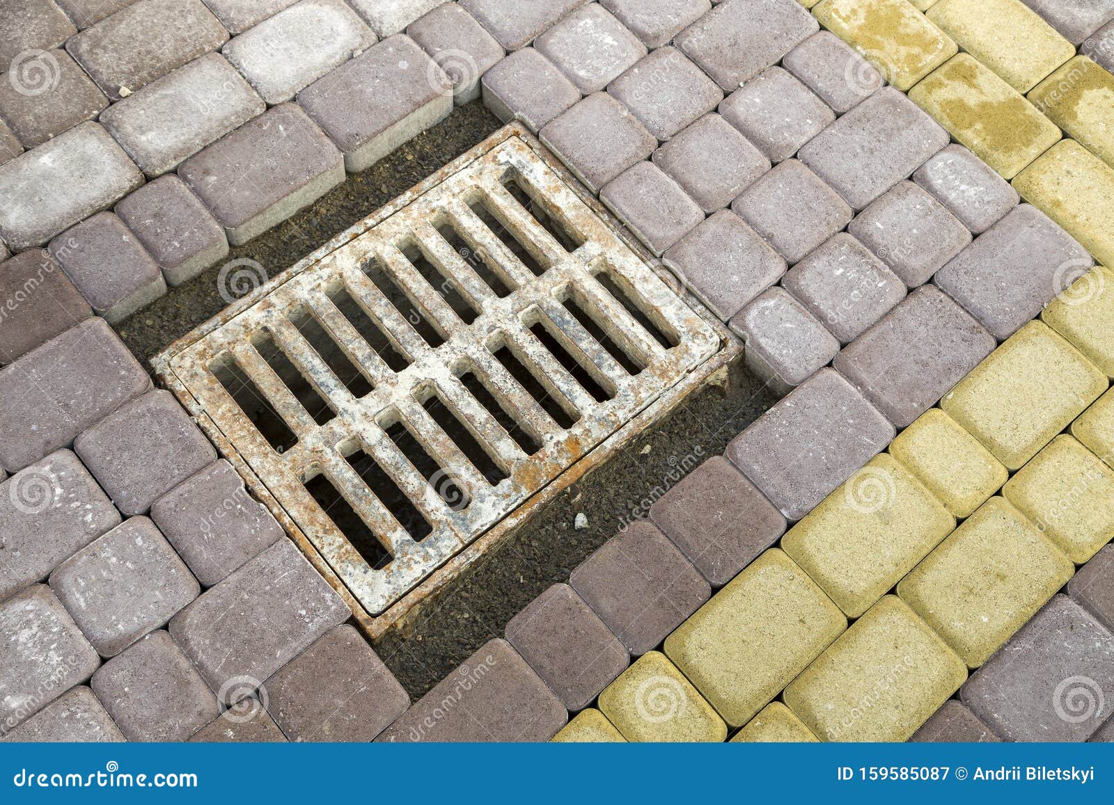 Old Rusted Metal Gutter For Rain Water On The Stone Paved Sidewalk Stock Image Image of dirty