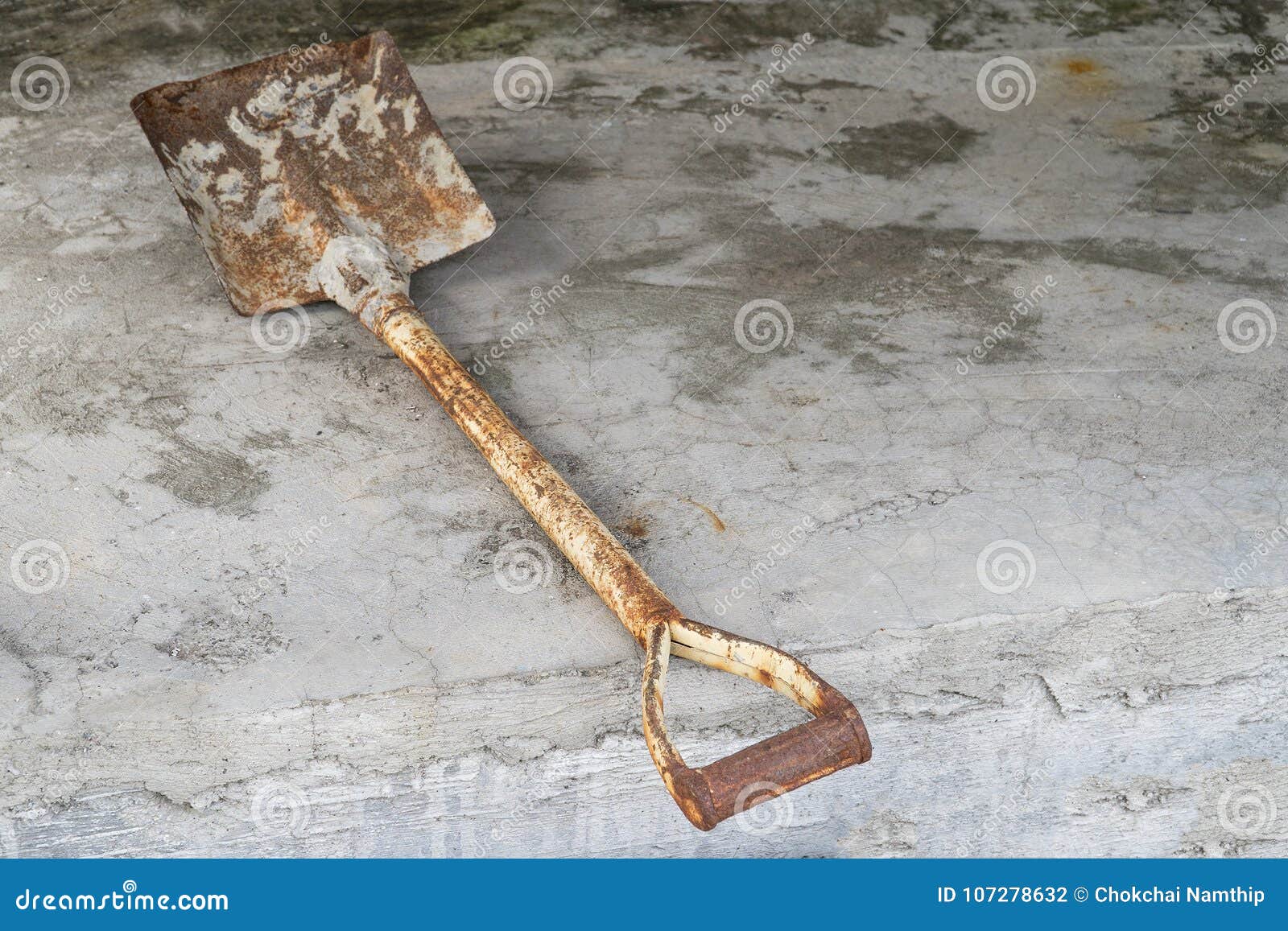 Old Rusted Shovel on the Cement Floor. Stock Photo - Image of metal