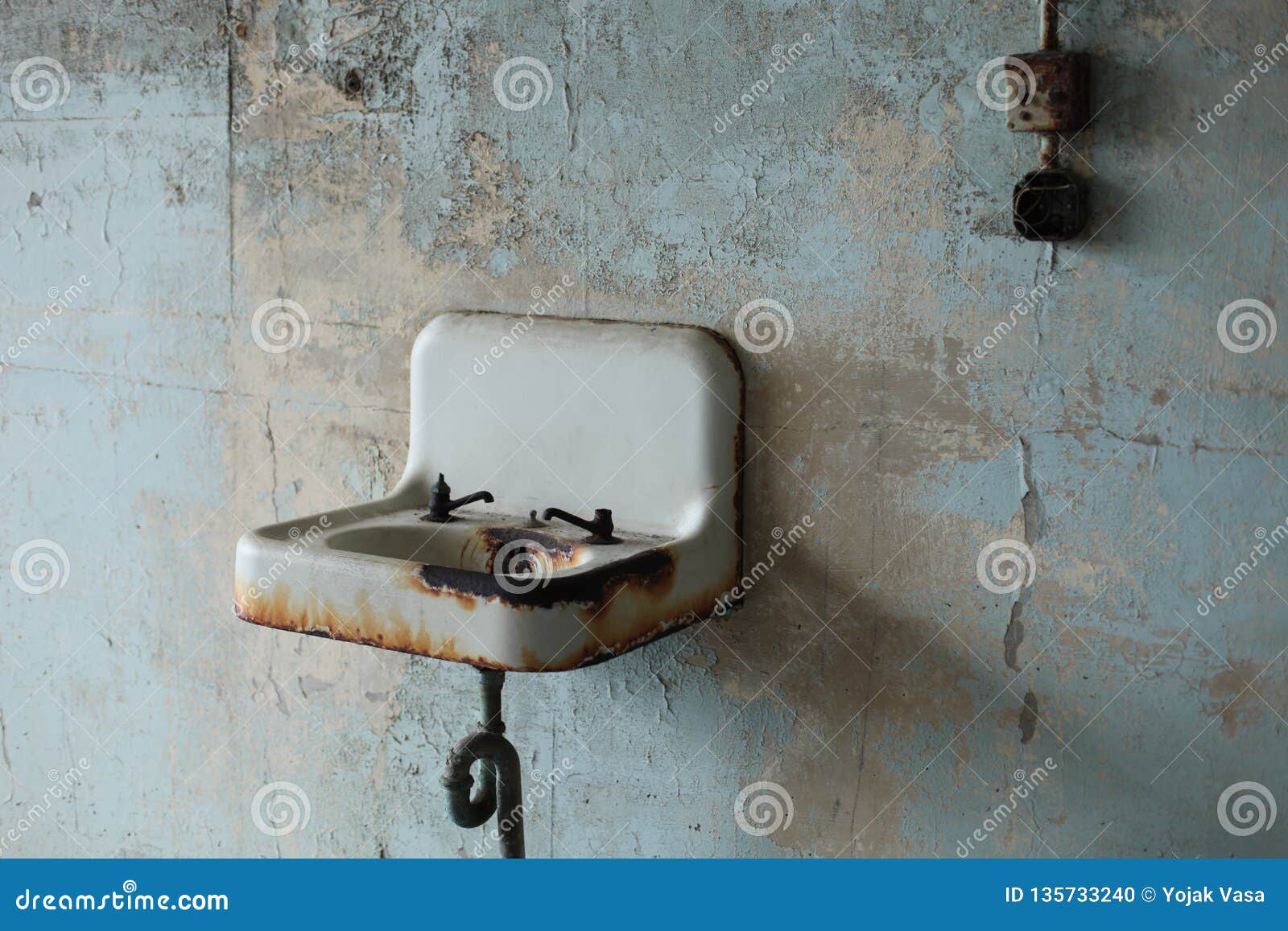Old Rusted Sink With Broken Fixtures Stock Photo Image Of Sink