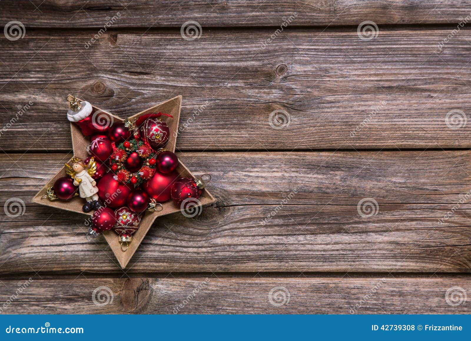 Old Rustic Christmas Background With Red Advent Balls Like 