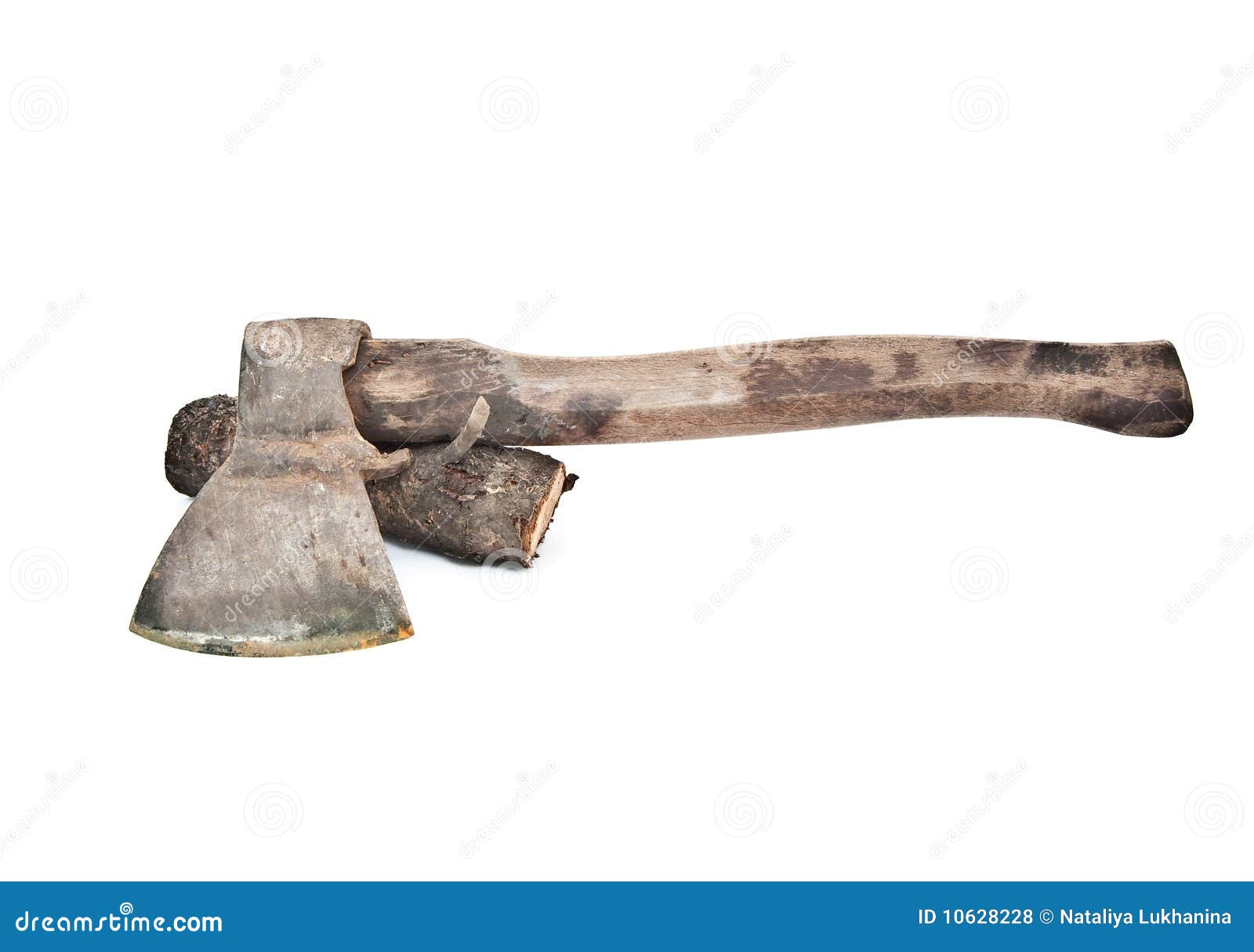 Old rusty axe and log stock photo. Image of hack, nature - 10628228