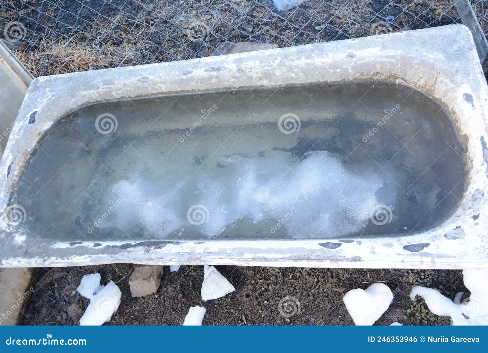 An Old Rusty Bathtub on the Street, Ice Stock Photo Image of tourist